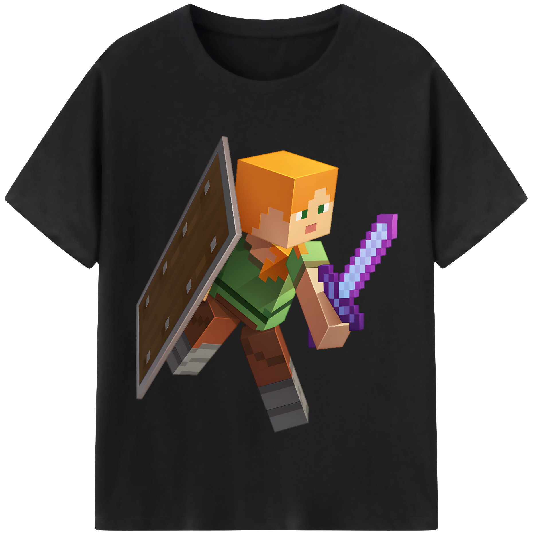 （画像用） マインクラフト ブロックの世界 Minecraft MC Block world レディースカジュアルプリントTシャツ（綿100％）