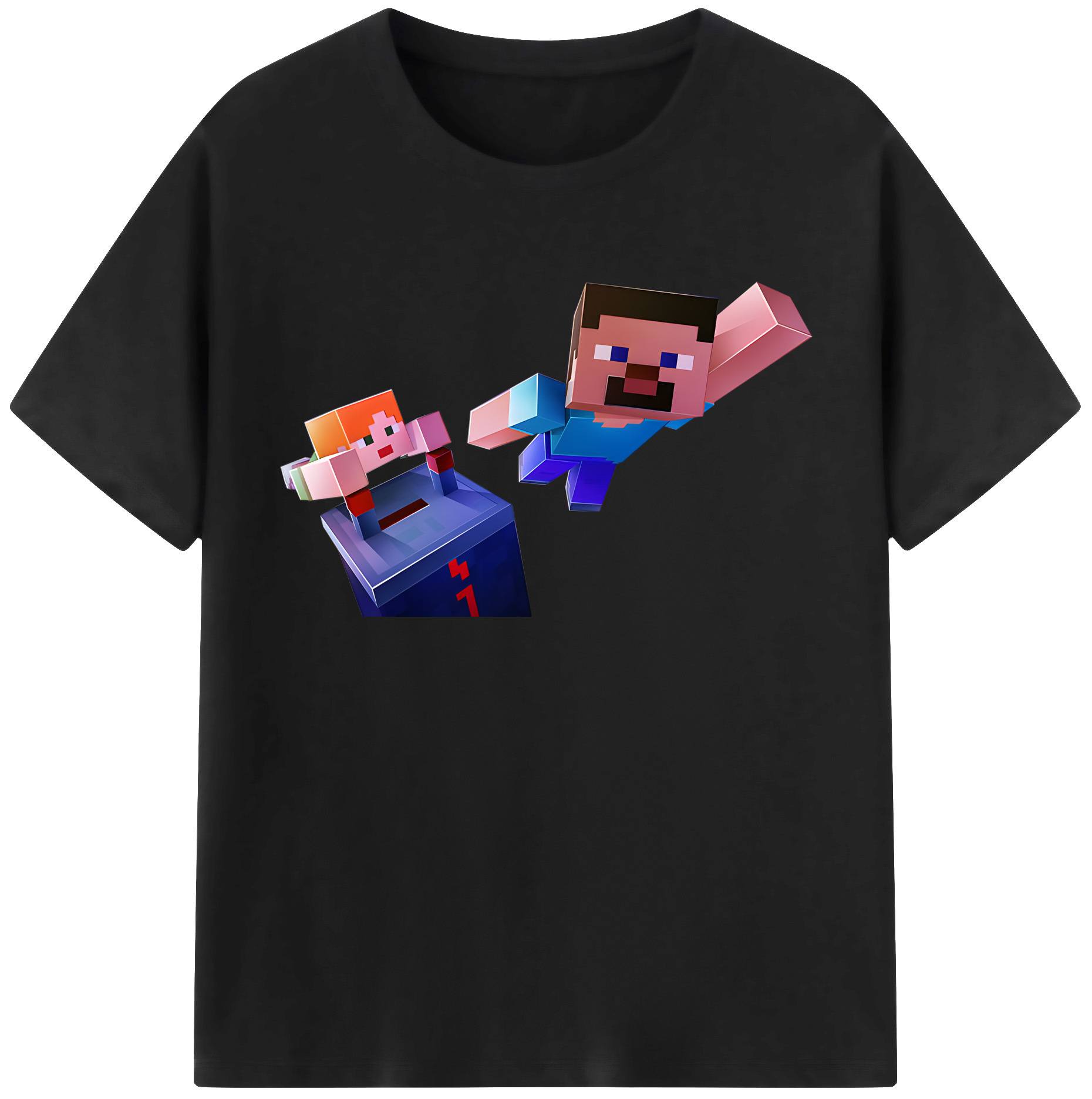 （画像用） マインクラフト ブロックの世界 Minecraft MC Block world レディースカジュアルプリントTシャツ（綿100％）