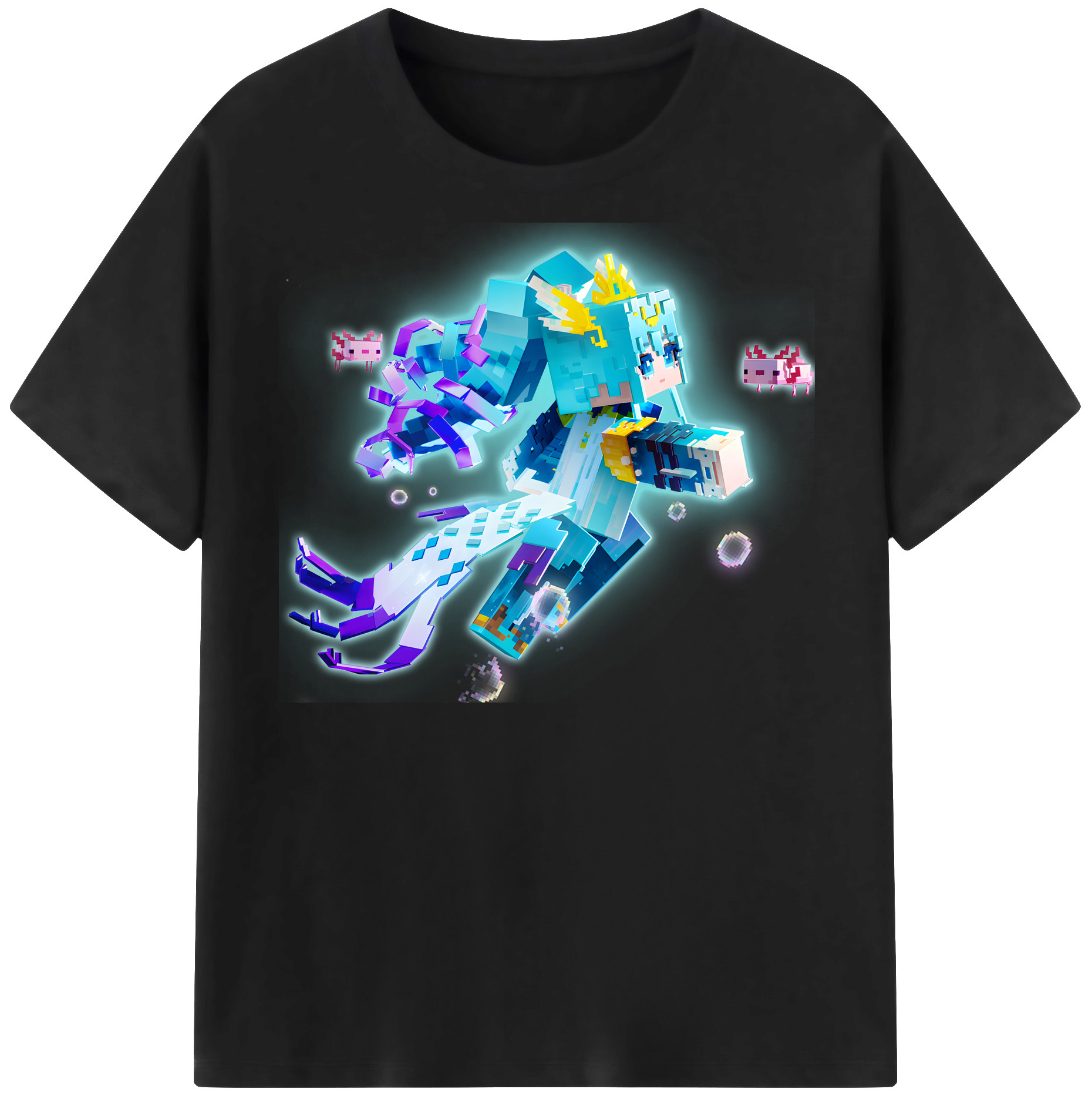 （画像用） マインクラフト ブロックの世界 Minecraft MC Block world レディースカジュアルプリントTシャツ（綿100％）