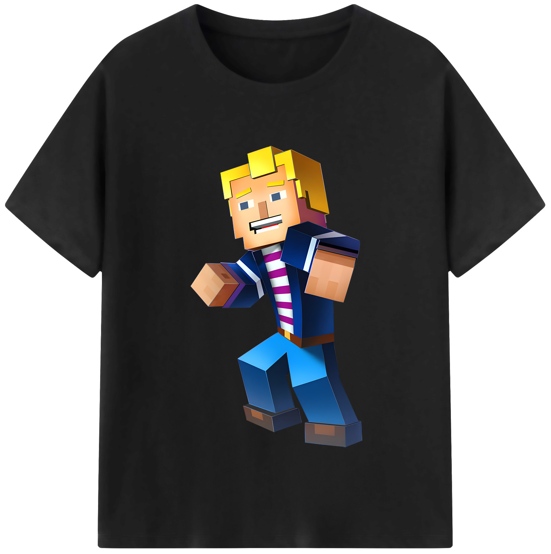 （画像用） マインクラフト ブロックの世界 Minecraft MC Block world レディースカジュアルプリントTシャツ（綿100％）