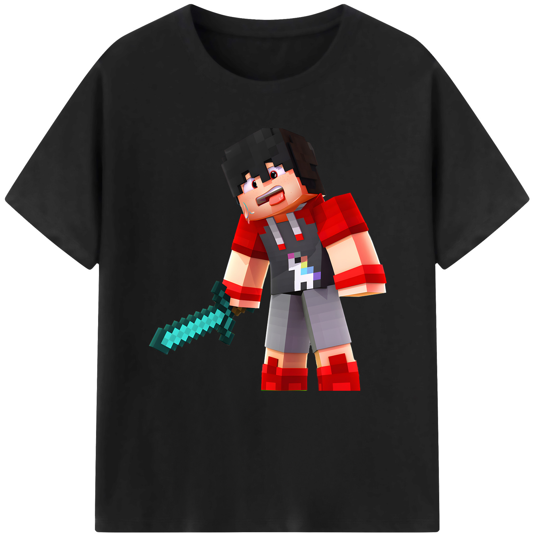 （画像用） マインクラフト ブロックの世界 Minecraft MC Block world レディースカジュアルプリントTシャツ（綿100％）