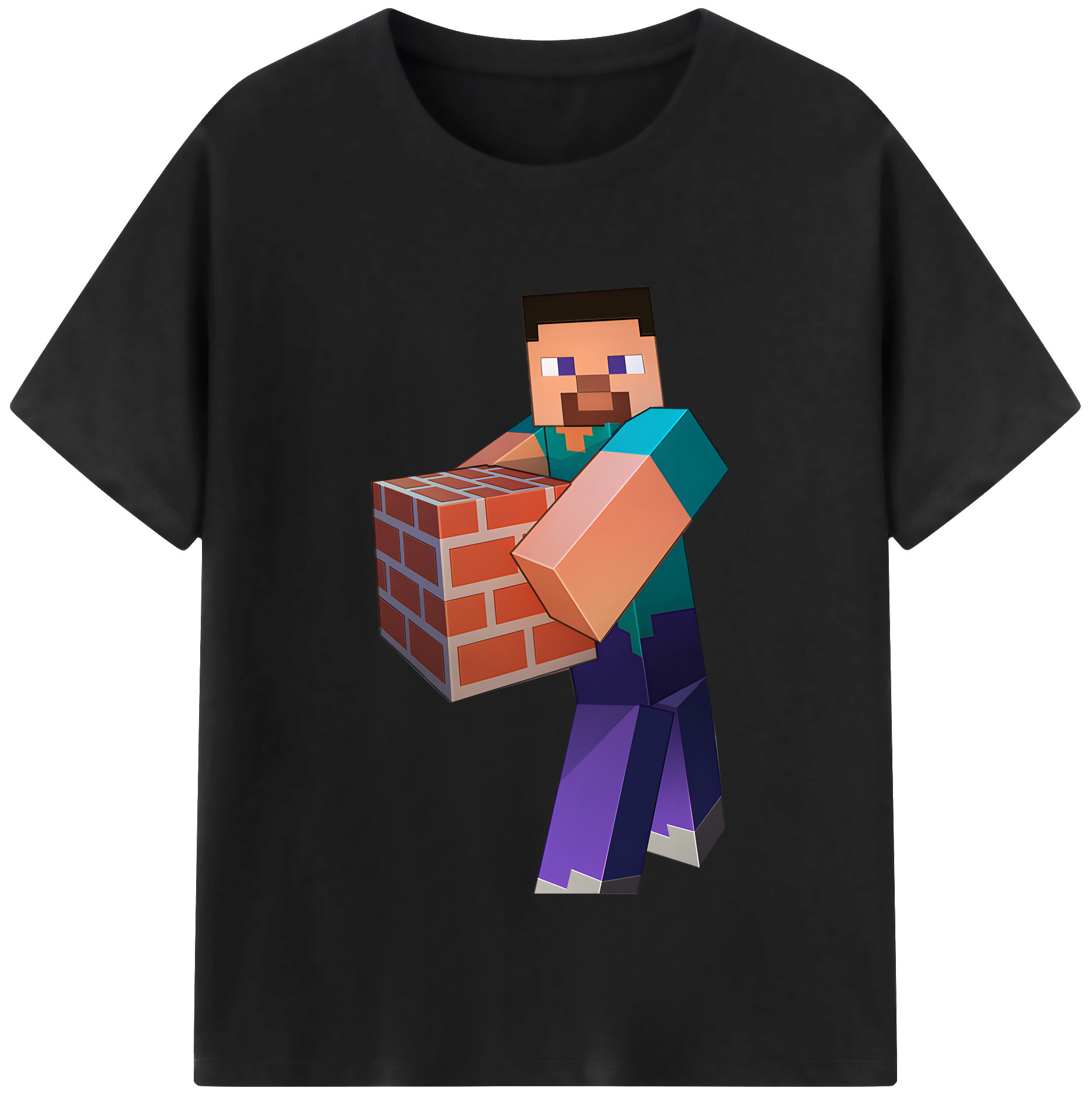 （画像用） マインクラフト ブロックの世界 Minecraft MC Block world レディースカジュアルプリントTシャツ（綿100％）