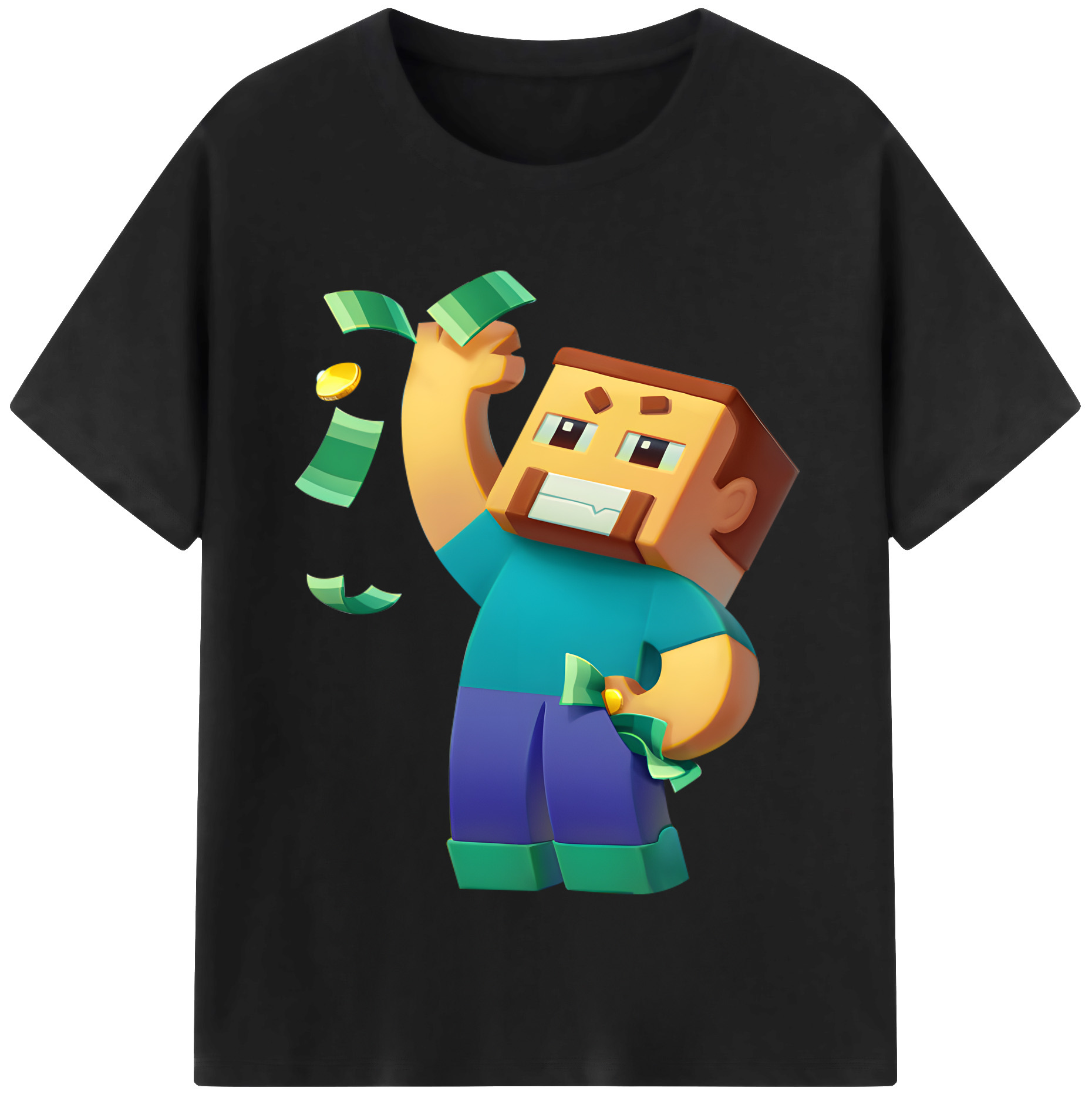 （画像用） マインクラフト ブロックの世界 Minecraft MC Block world レディースカジュアルプリントTシャツ（綿100％）