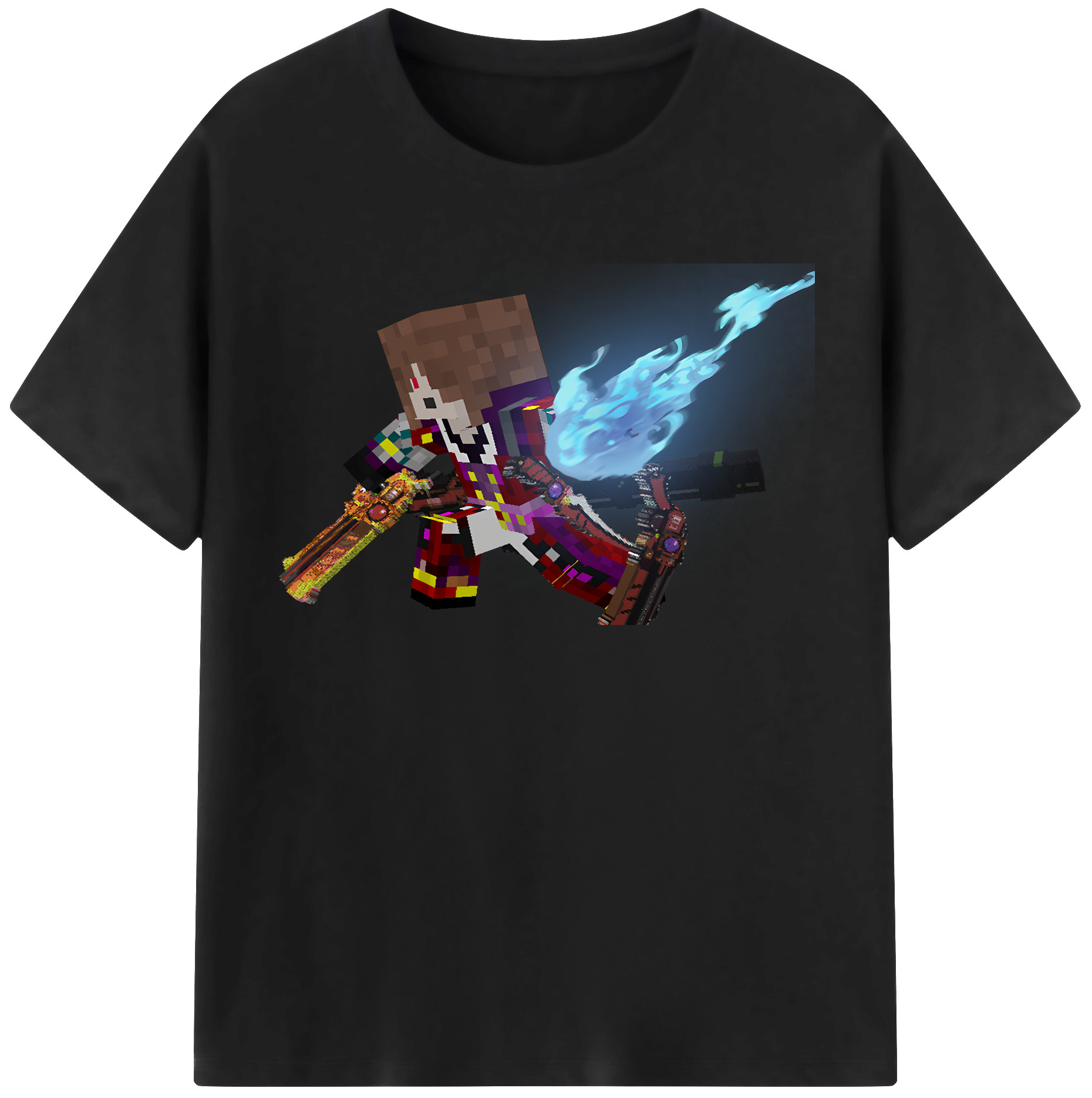 （画像用） マインクラフト ブロックの世界 Minecraft MC Block world レディースカジュアルプリントTシャツ（綿100％）