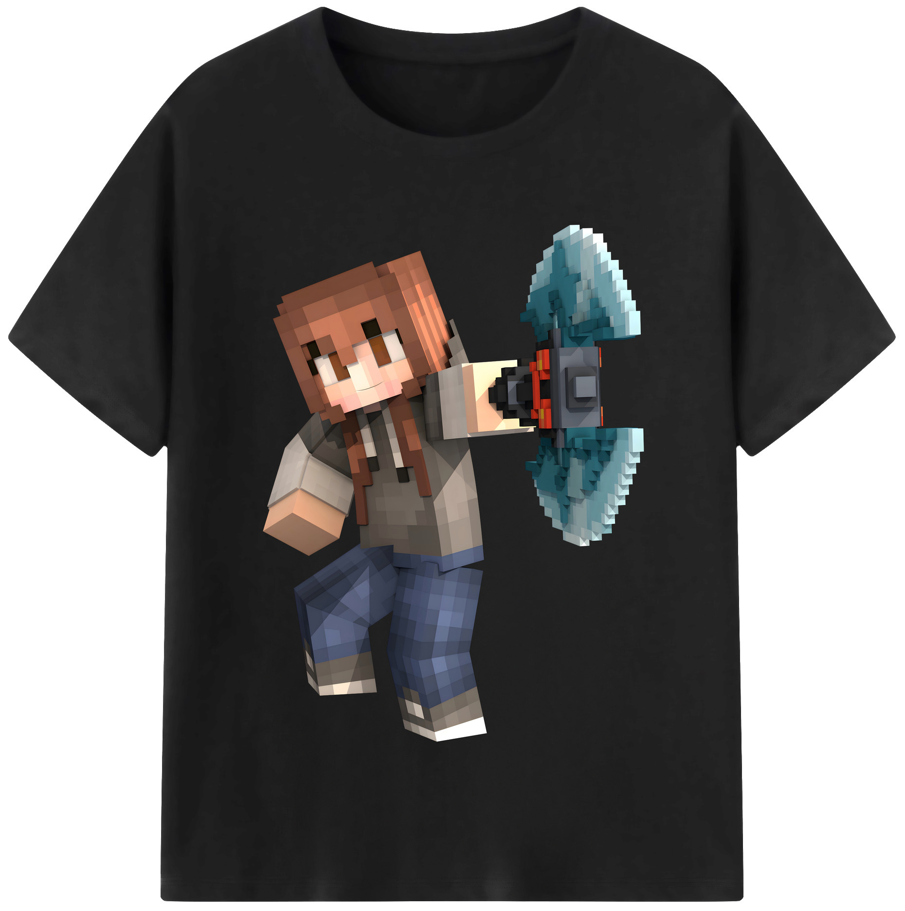 （画像用） マインクラフト ブロックの世界 Minecraft MC Block world レディースカジュアルプリントTシャツ（綿100％）