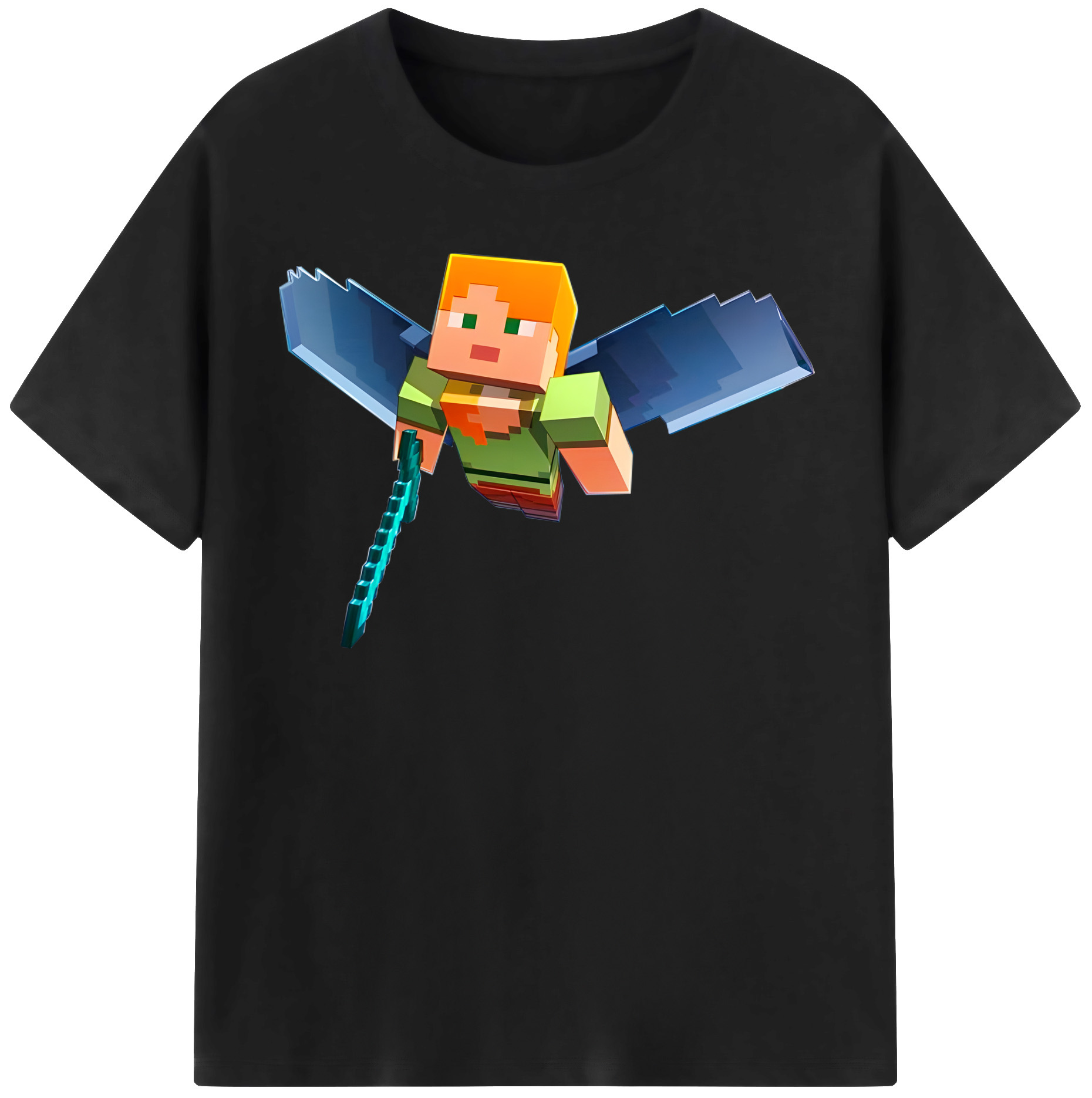 （画像用） マインクラフト ブロックの世界 Minecraft MC Block world レディースカジュアルプリントTシャツ（綿100％）