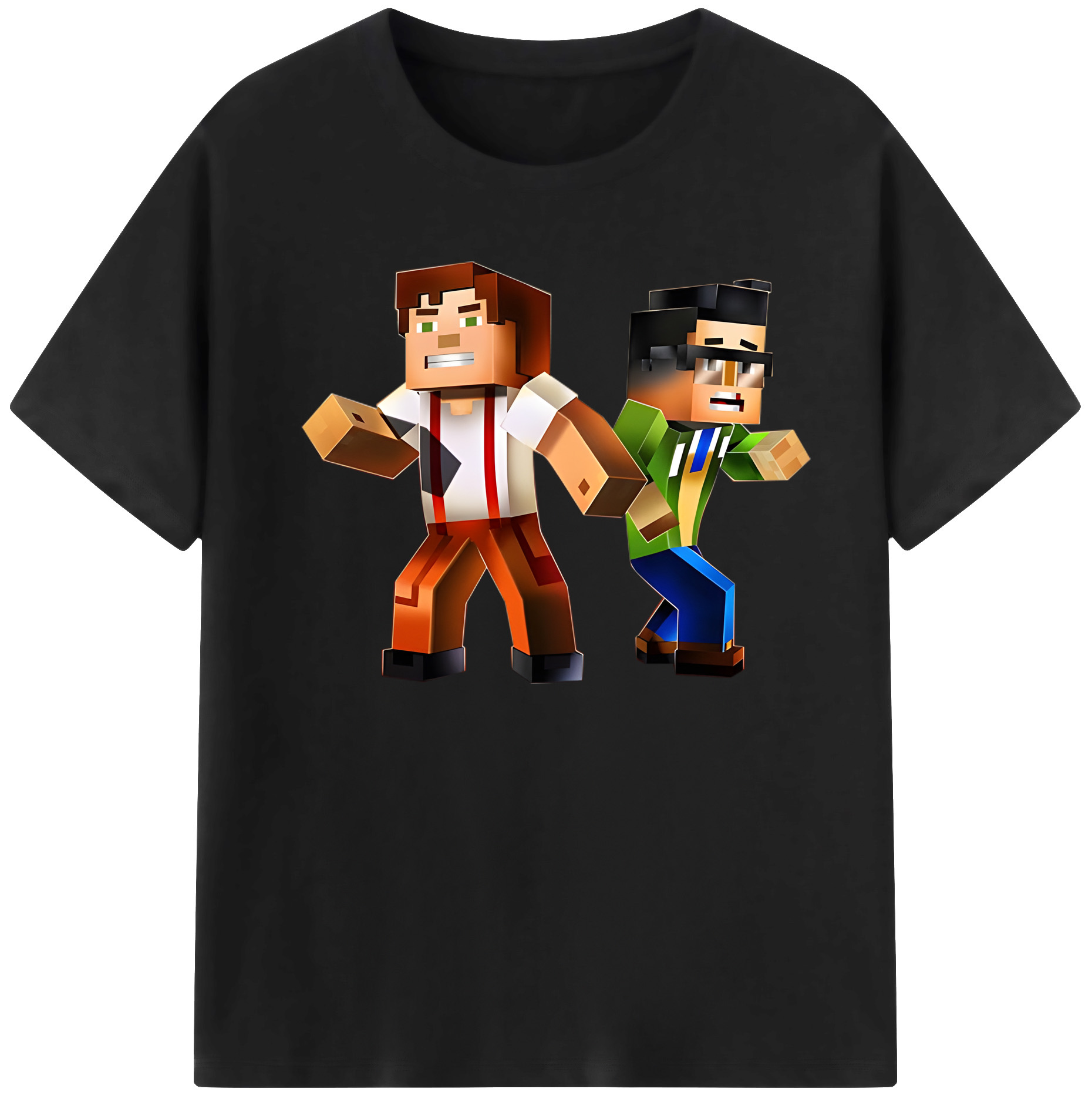 （画像用） マインクラフト ブロックの世界 Minecraft MC Block world レディースカジュアルプリントTシャツ（綿100％）