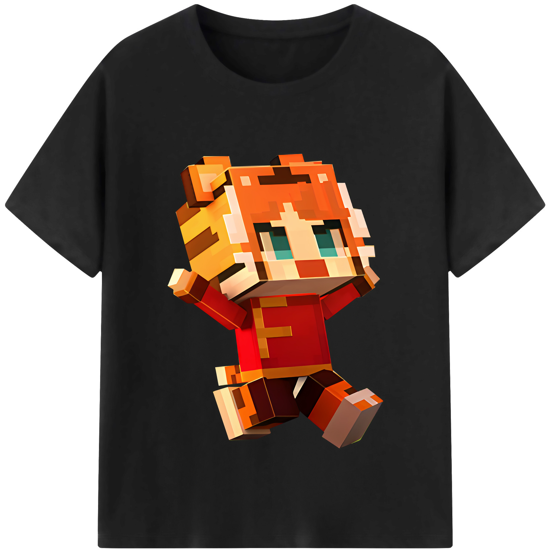 （画像用） マインクラフト ブロックの世界 Minecraft MC Block world レディースカジュアルプリントTシャツ（綿100％）