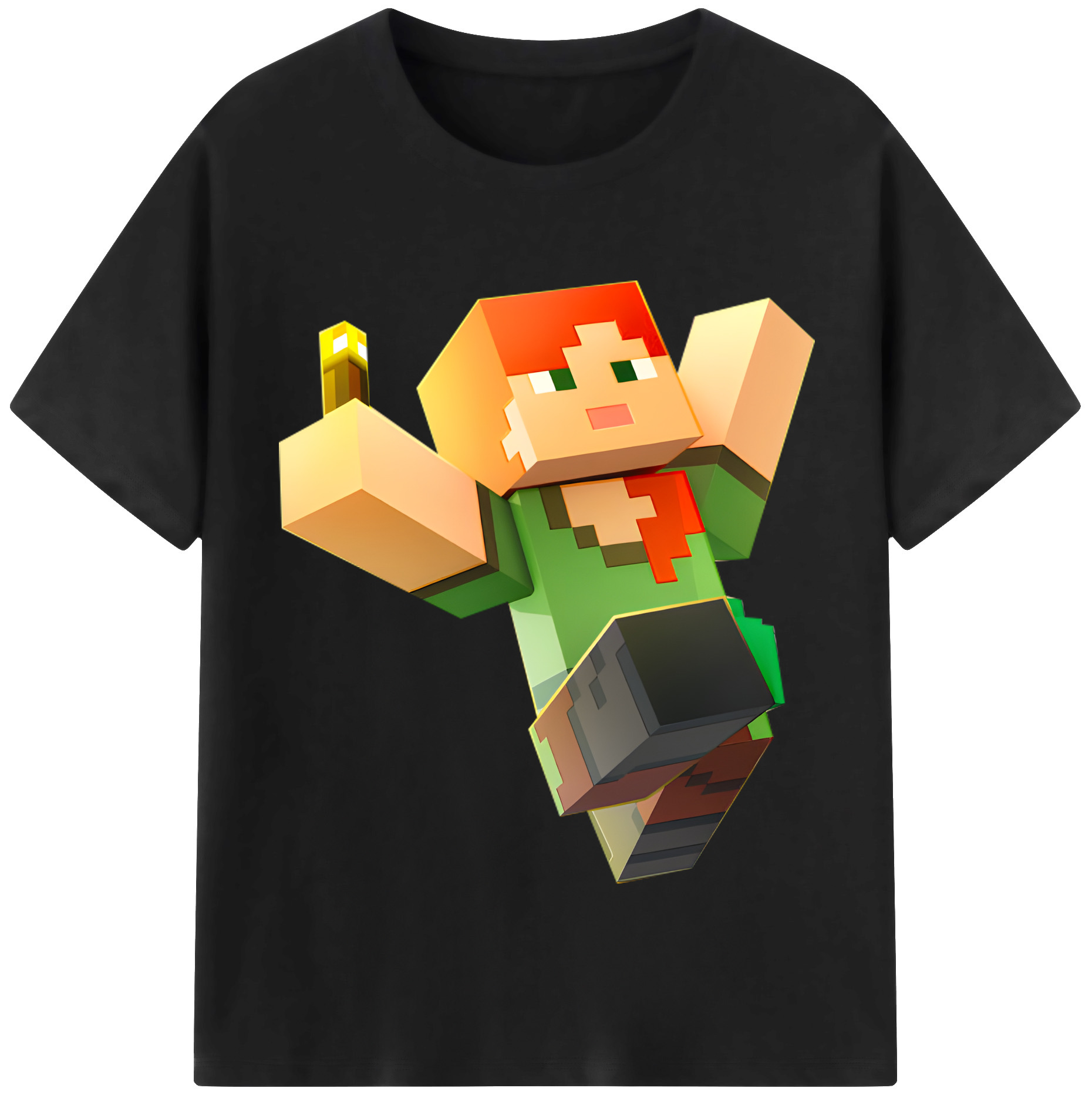 （画像用） マインクラフト ブロックの世界 Minecraft MC Block world レディースカジュアルプリントTシャツ（綿100％）
