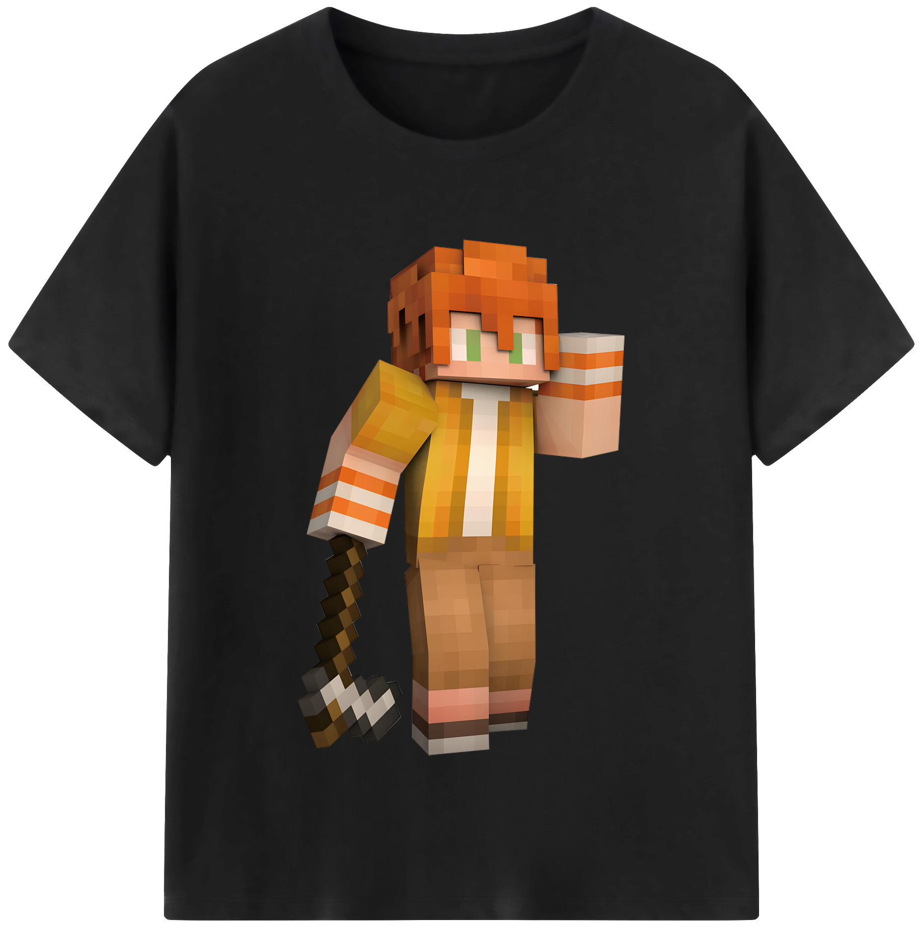（画像用） マインクラフト ブロックの世界 Minecraft MC Block world レディースカジュアルプリントTシャツ（綿100％）