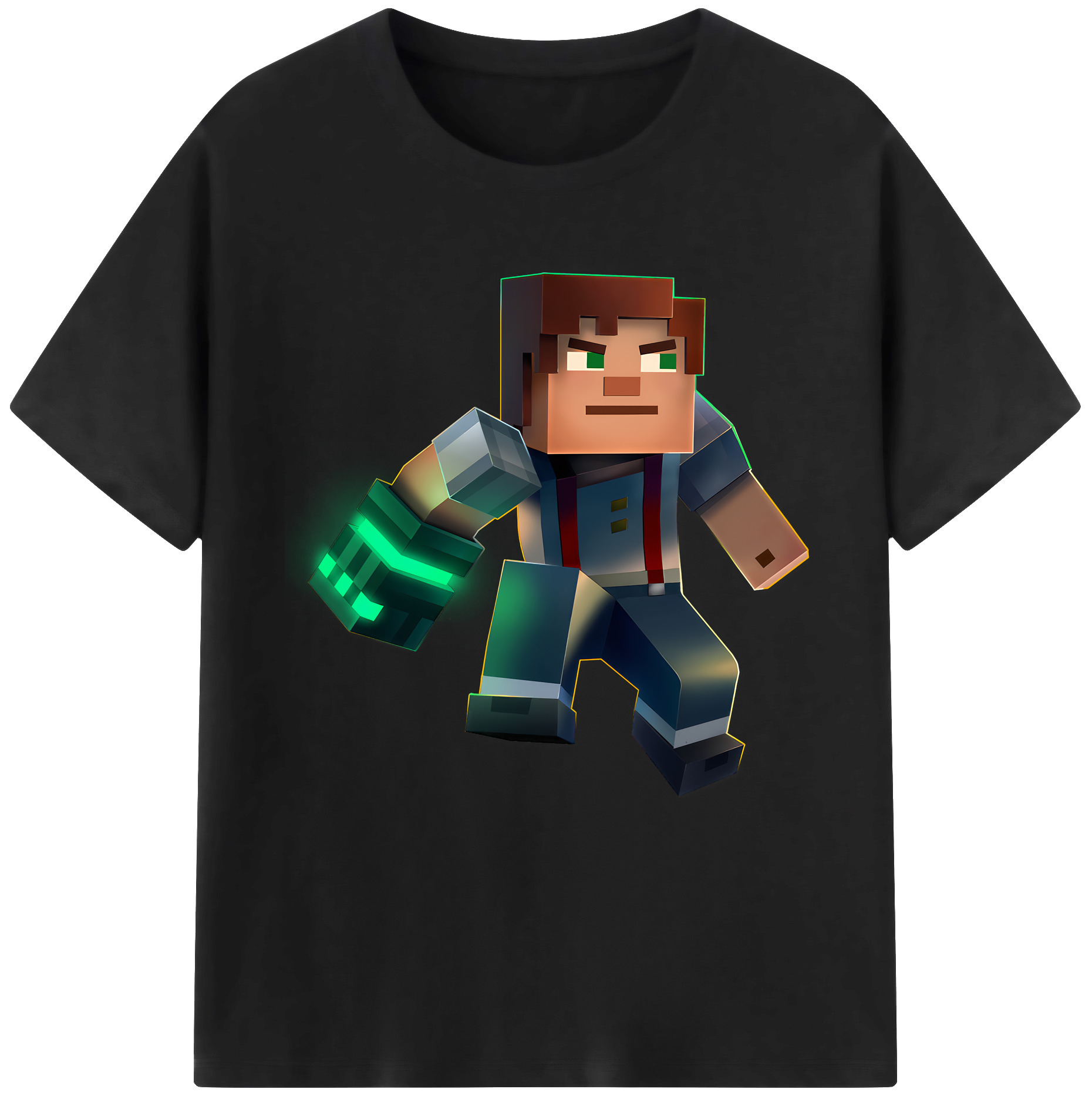 （画像用） マインクラフト ブロックの世界 Minecraft MC Block world レディースカジュアルプリントTシャツ（綿100％）
