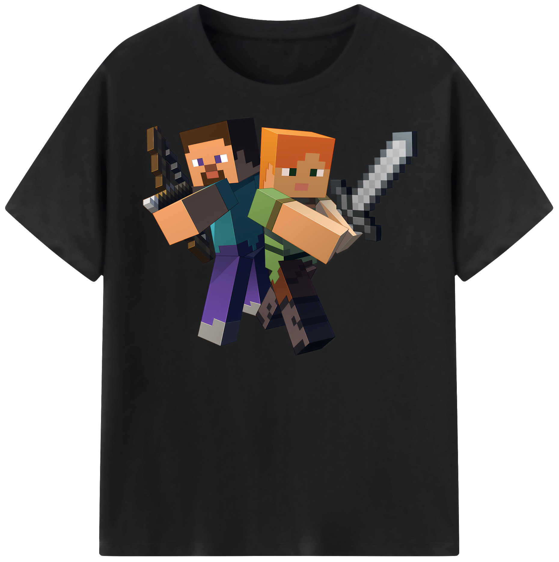 （画像用） マインクラフト ブロックの世界 Minecraft MC Block world レディースカジュアルプリントTシャツ（綿100％）