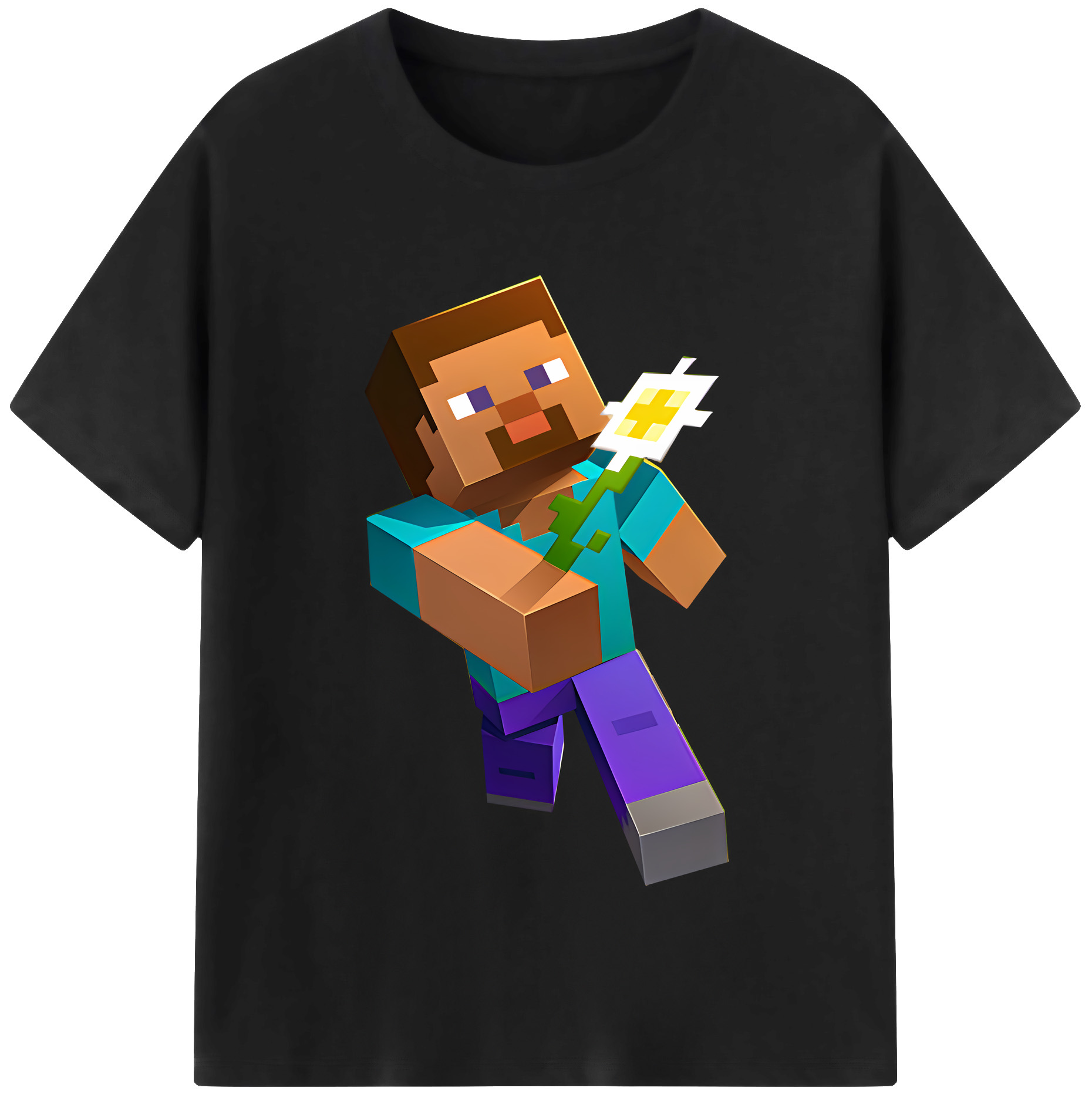 （画像用） マインクラフト ブロックの世界 Minecraft MC Block world レディースカジュアルプリントTシャツ（綿100％）