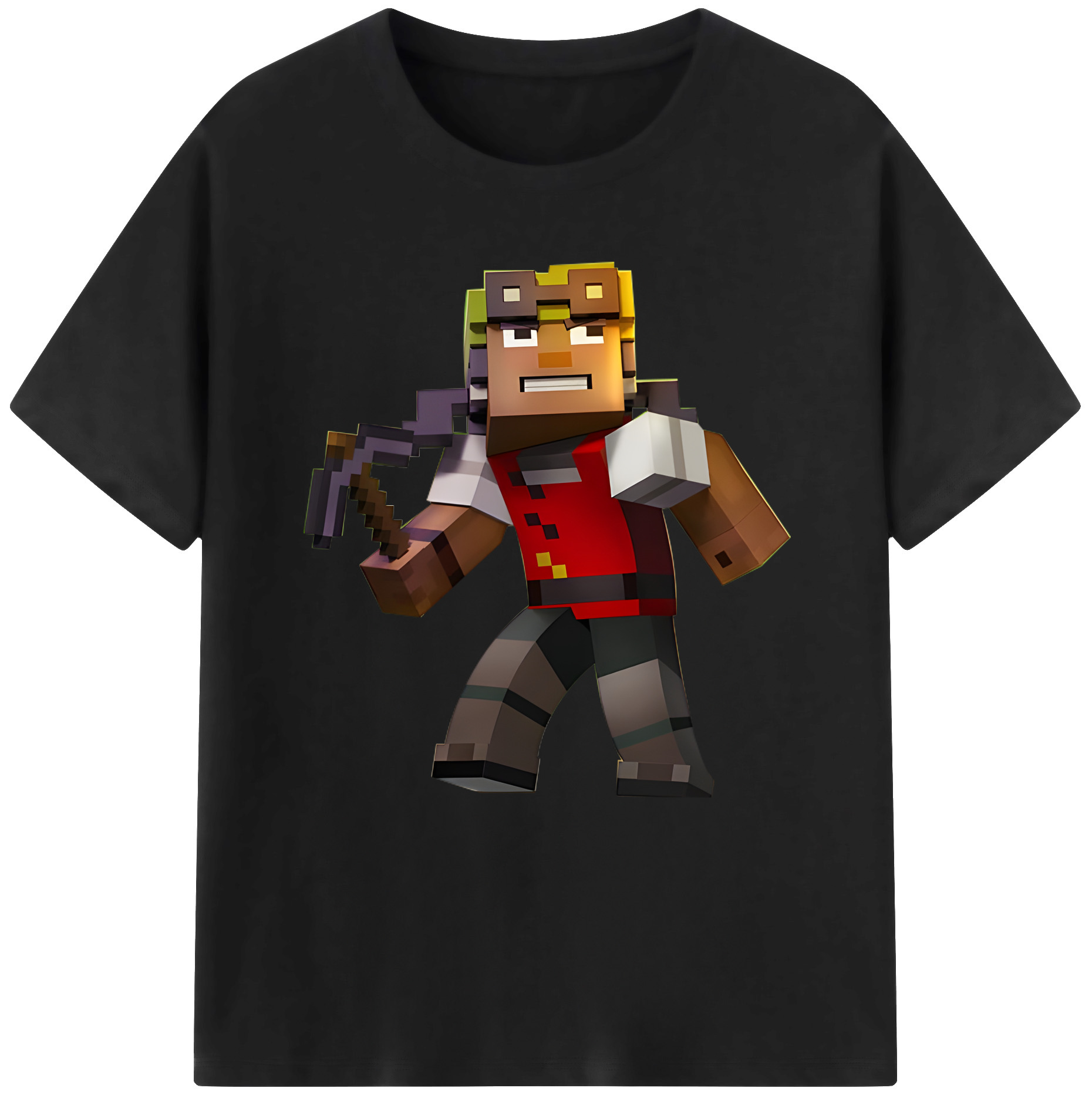 （画像用） マインクラフト ブロックの世界 Minecraft MC Block world レディースカジュアルプリントTシャツ（綿100％）