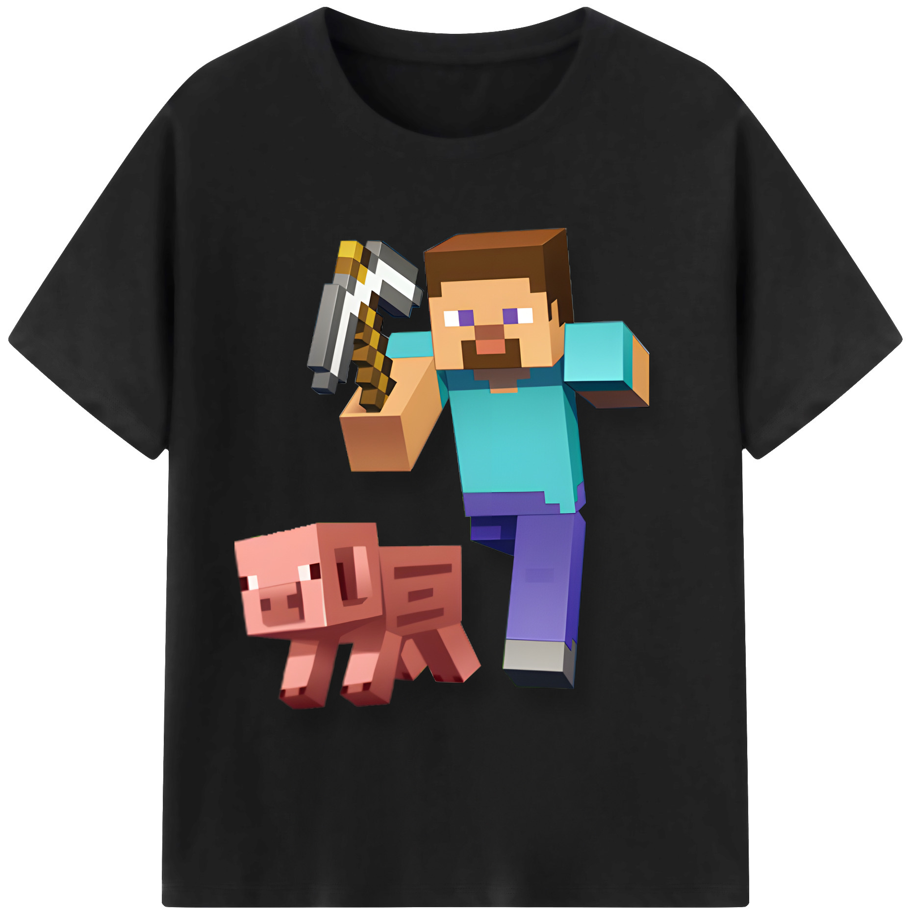 （画像用） マインクラフト ブロックの世界 Minecraft MC Block world レディースカジュアルプリントTシャツ（綿100％）