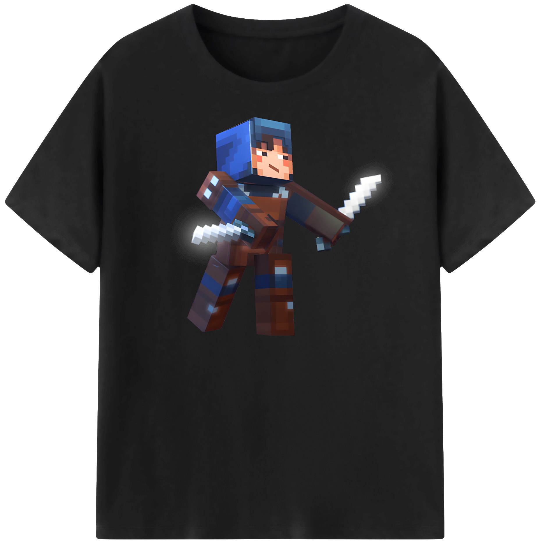（画像用） マインクラフト ブロックの世界 Minecraft MC Block world レディースカジュアルプリントTシャツ（綿100％）