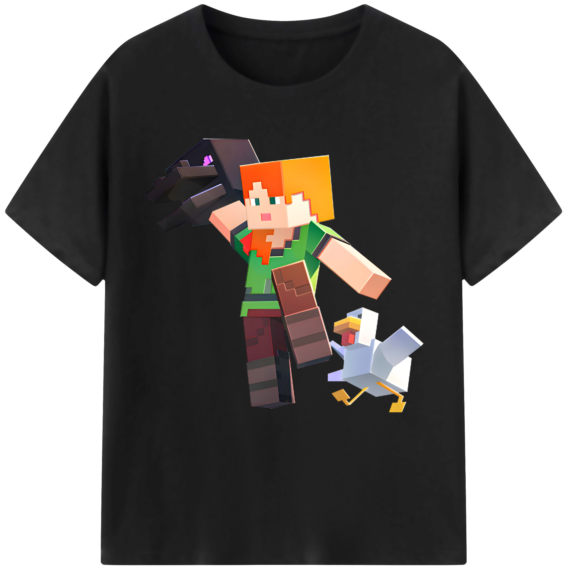 （画像用） マインクラフト ブロックの世界 Minecraft MC Block world レディースカジュアルプリントTシャツ（綿100％）