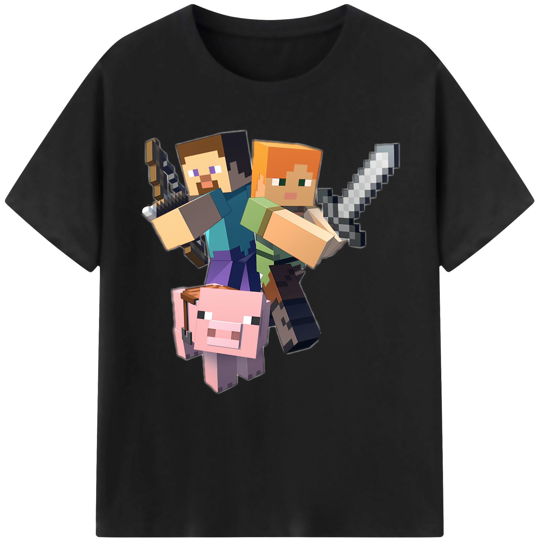 （画像用） マインクラフト ブロックの世界 Minecraft MC Block world レディースカジュアルプリントTシャツ（綿100％）