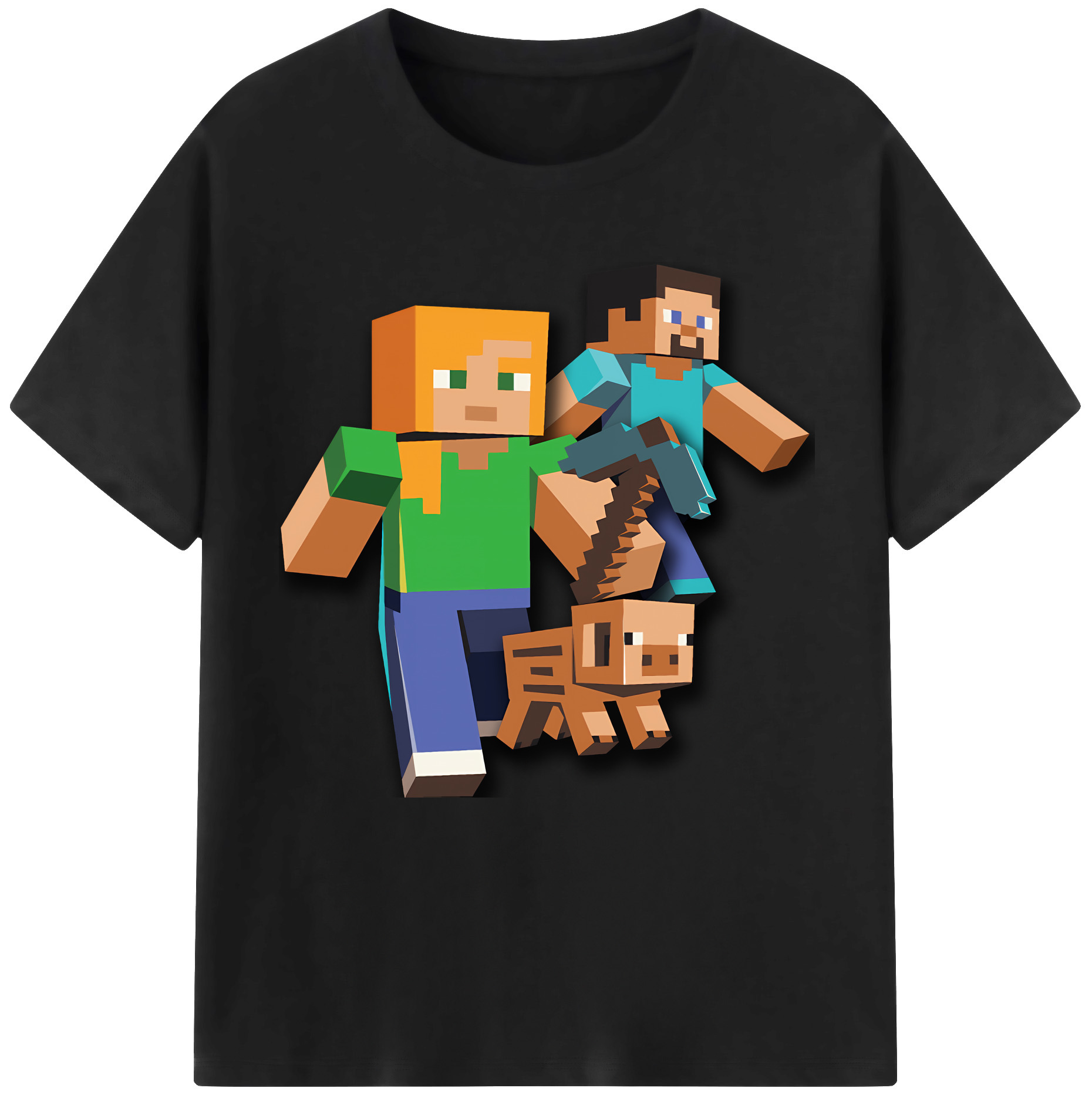 （画像用） マインクラフト ブロックの世界 Minecraft MC Block world レディースカジュアルプリントTシャツ（綿100％）