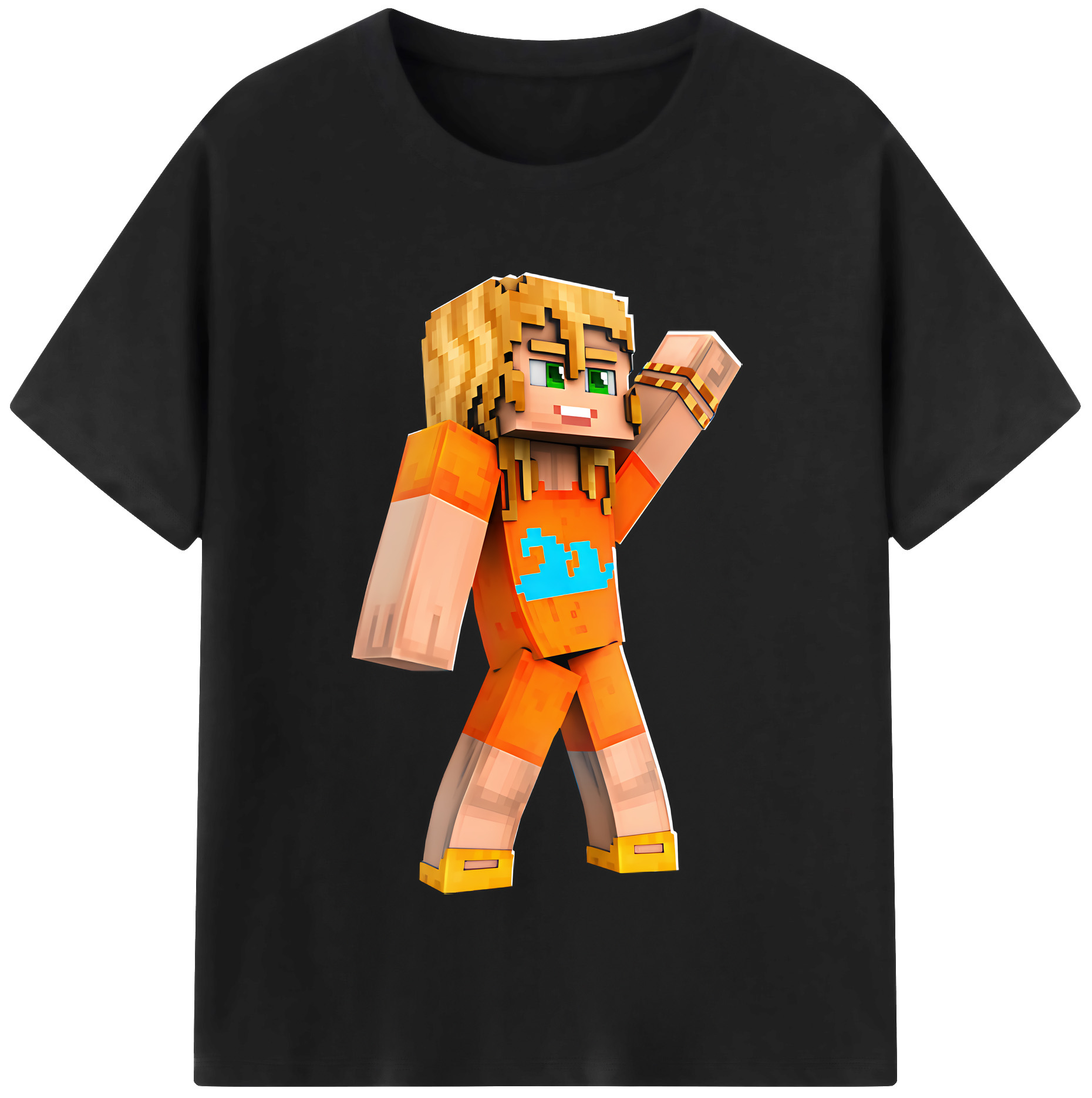 （画像用） マインクラフト ブロックの世界 Minecraft MC Block world レディースカジュアルプリントTシャツ（綿100％）