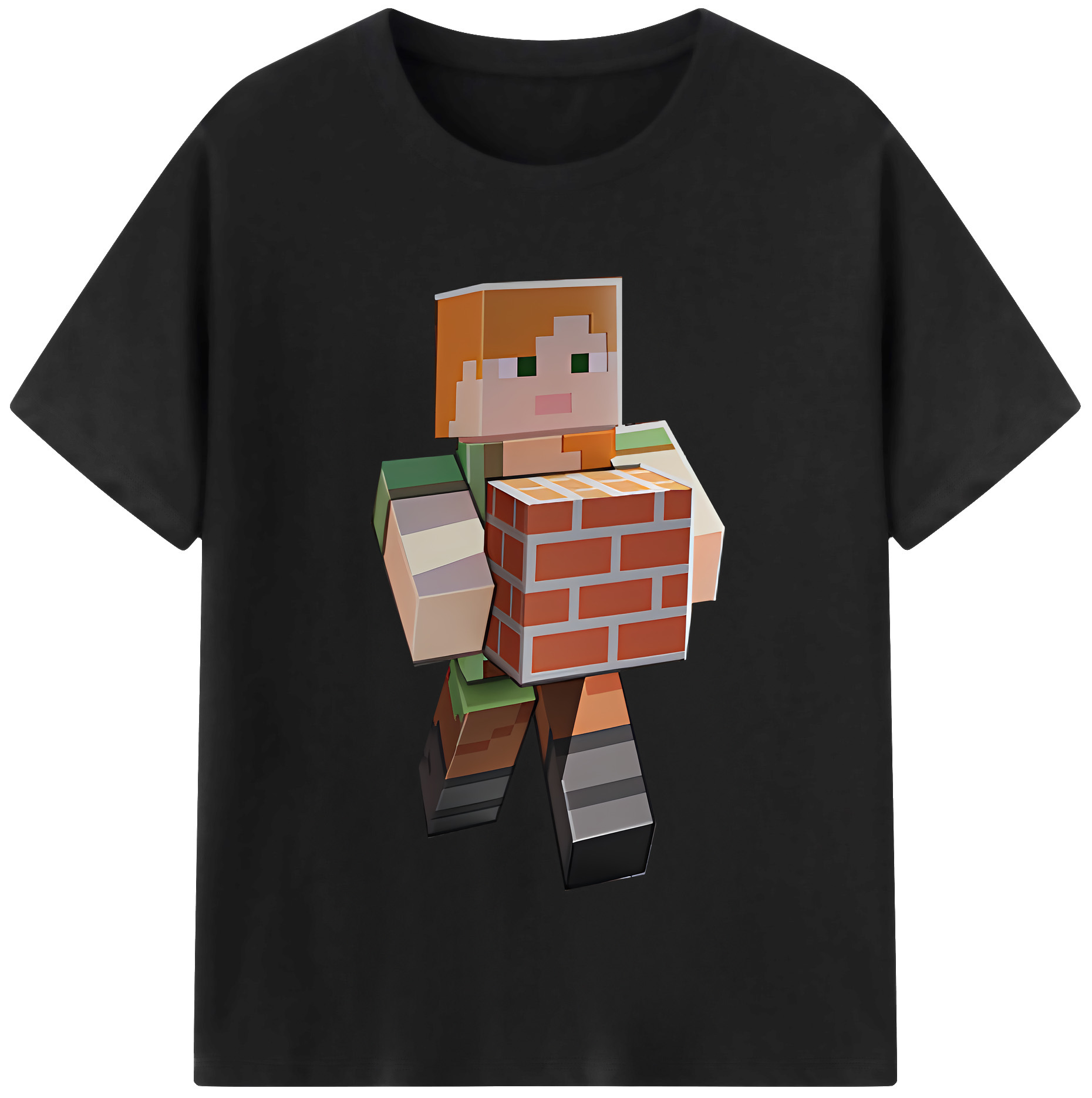 （画像用） マインクラフト ブロックの世界 Minecraft MC Block world レディースカジュアルプリントTシャツ（綿100％）