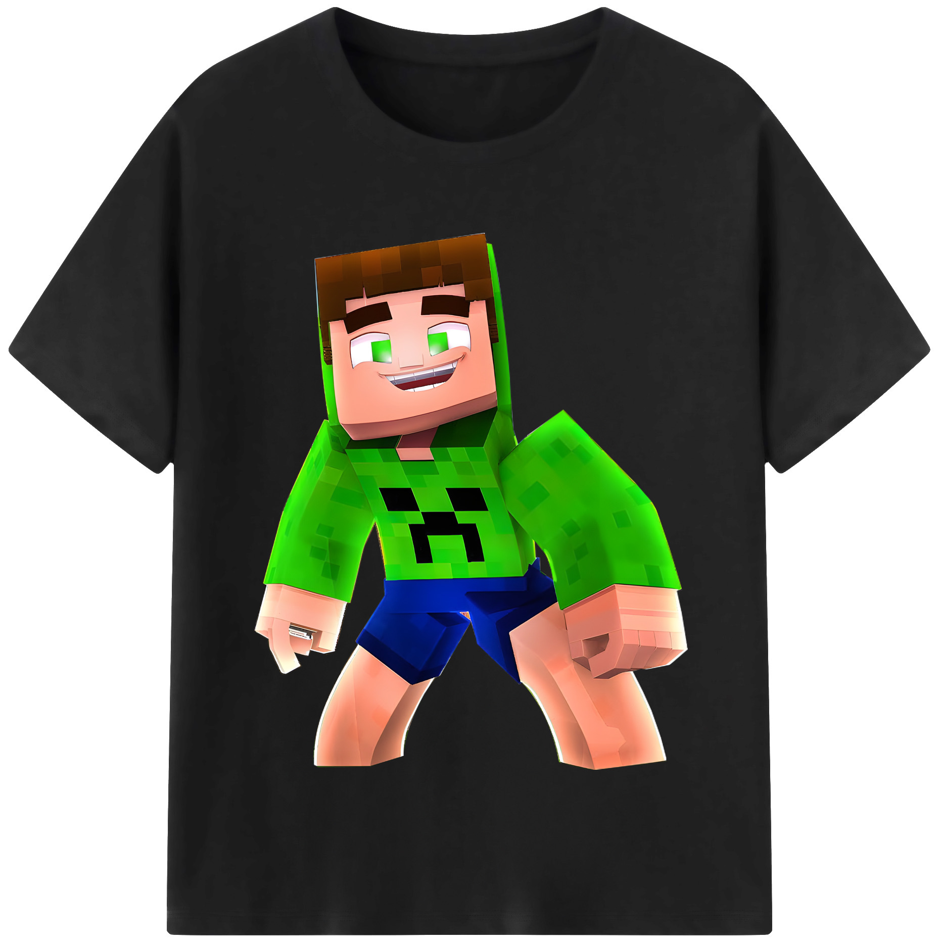 （画像用） マインクラフト ブロックの世界 Minecraft MC Block world レディースカジュアルプリントTシャツ（綿100％）