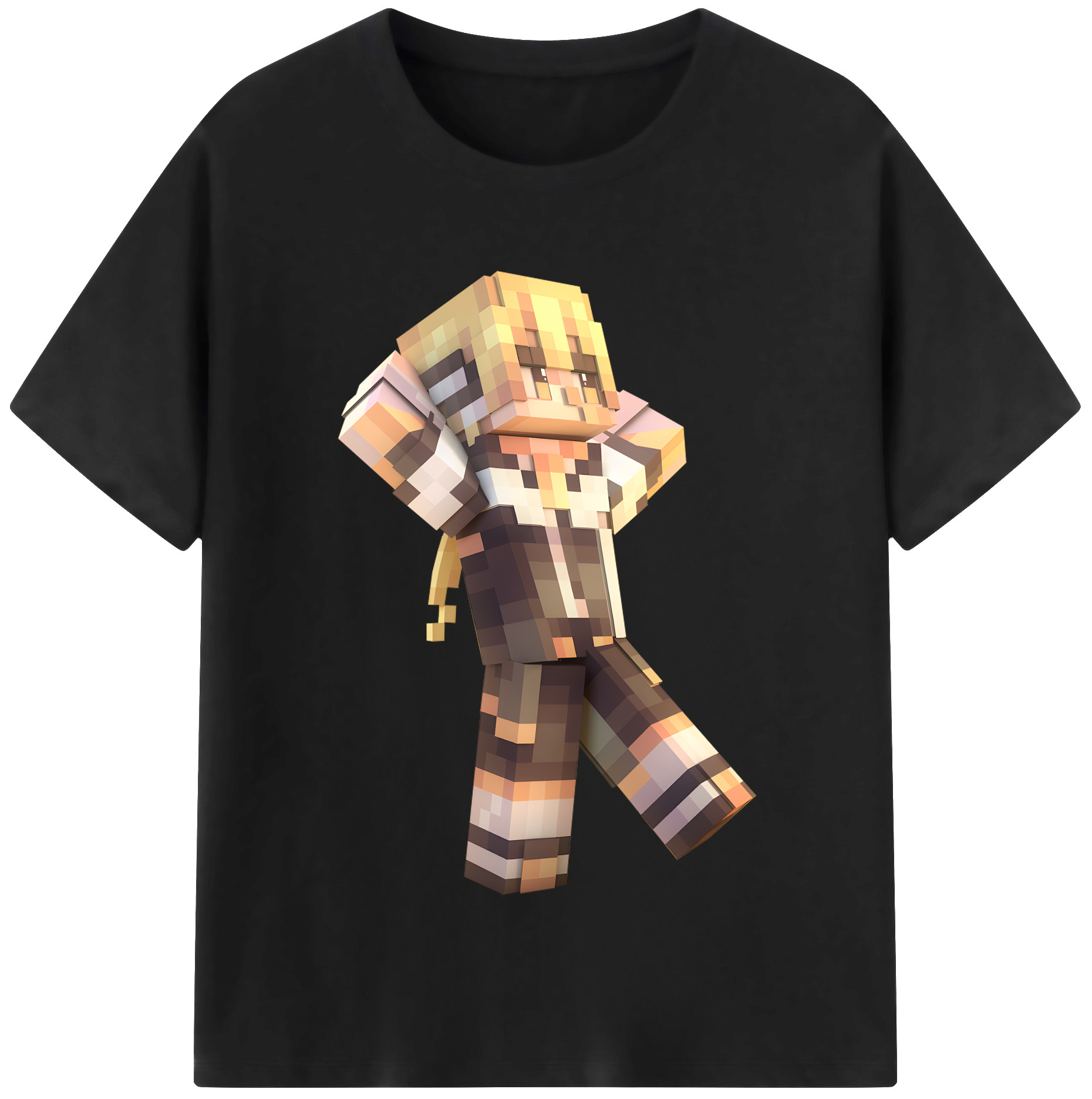 （画像用） マインクラフト ブロックの世界 Minecraft MC Block world レディースカジュアルプリントTシャツ（綿100％）