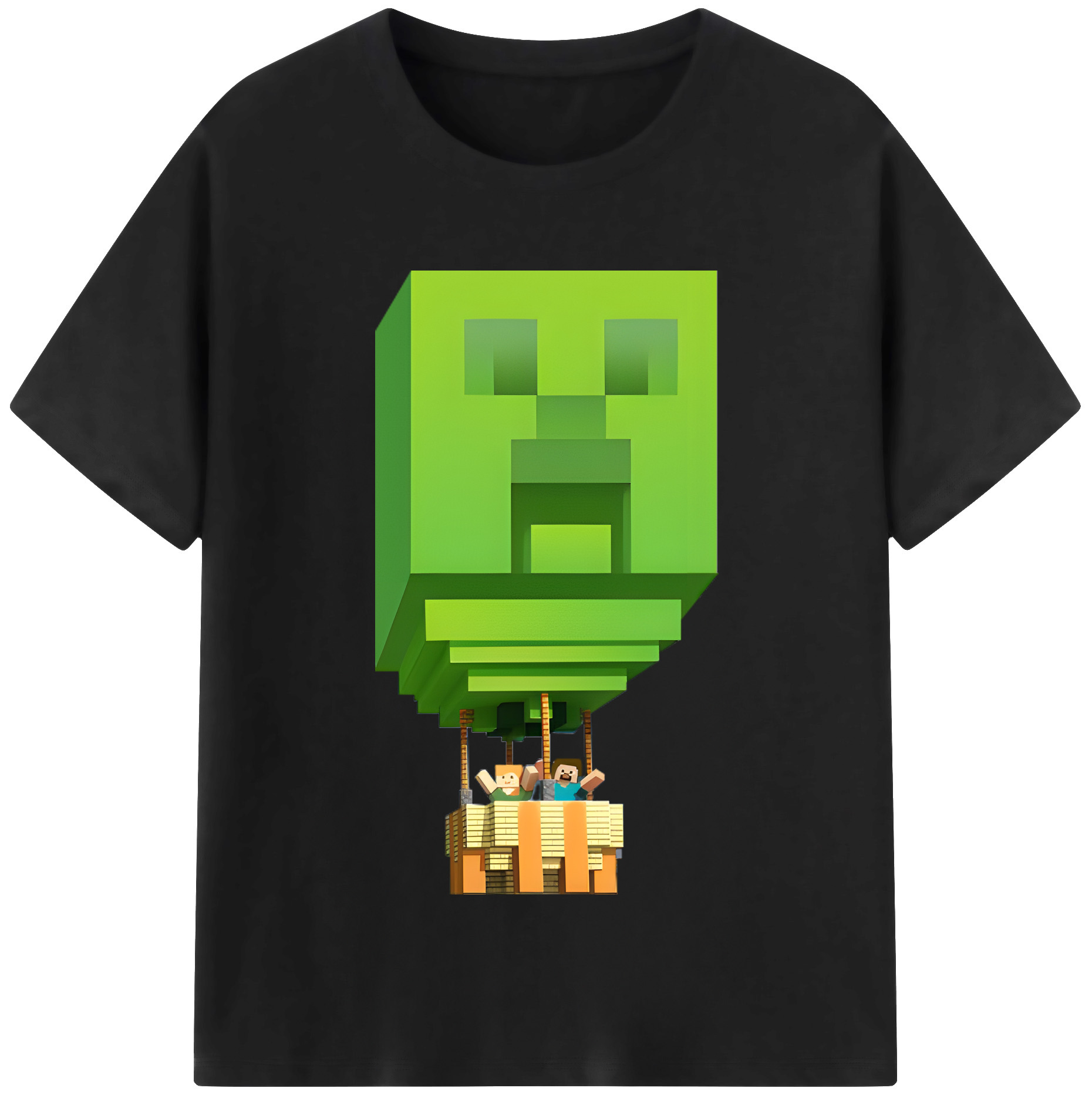 （画像用） マインクラフト ブロックの世界 Minecraft MC Block world レディースカジュアルプリントTシャツ（綿100％）