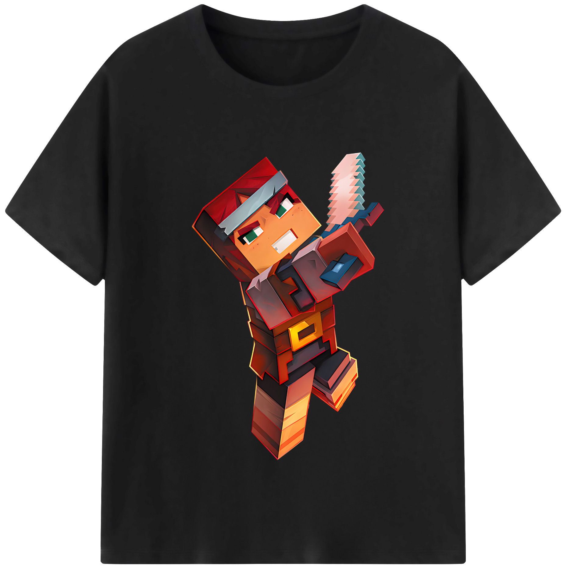 （画像用） マインクラフト ブロックの世界 Minecraft MC Block world レディースカジュアルプリントTシャツ（綿100％）