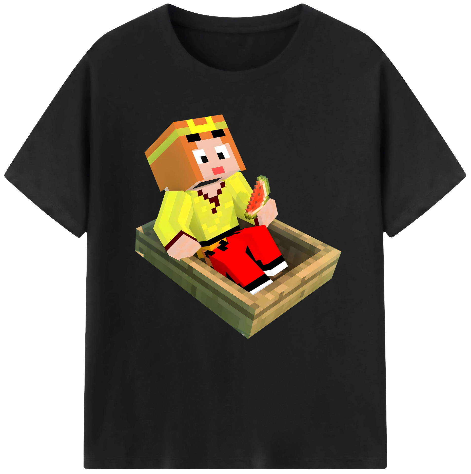 （画像用） マインクラフト ブロックの世界 Minecraft MC Block world レディースカジュアルプリントTシャツ（綿100％）