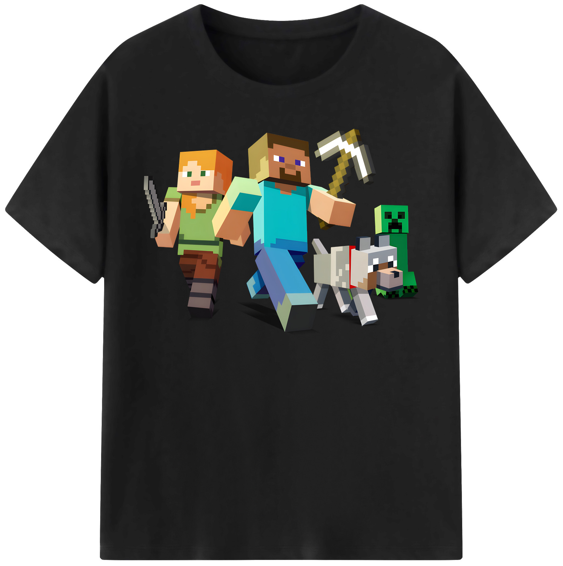 （画像用） マインクラフト ブロックの世界 Minecraft MC Block world レディースカジュアルプリントTシャツ（綿100％）