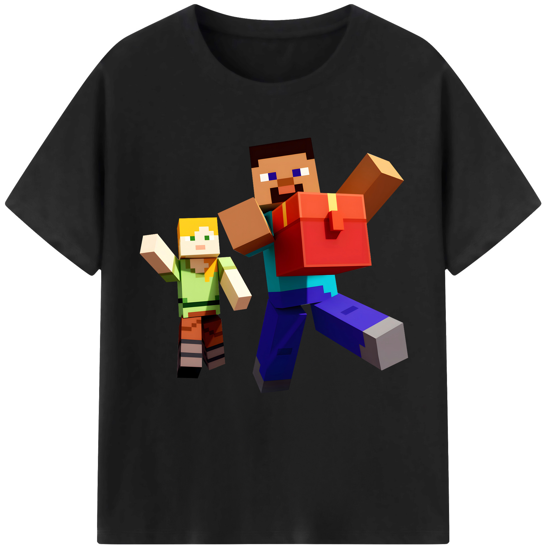 （画像用） マインクラフト ブロックの世界 Minecraft MC Block world レディースカジュアルプリントTシャツ（綿100％）