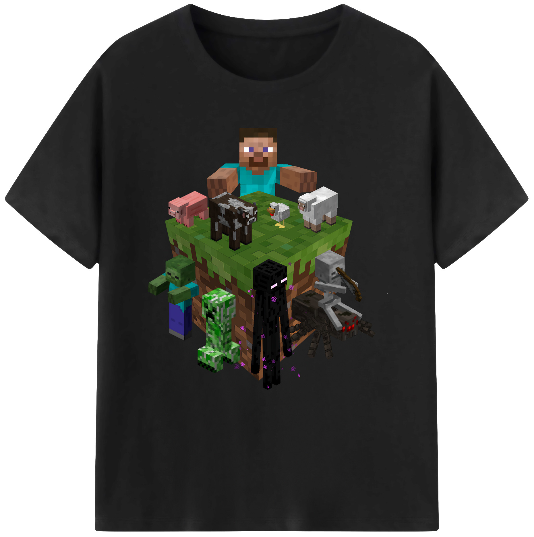 （画像用） マインクラフト ブロックの世界 Minecraft MC Block world レディースカジュアルプリントTシャツ（綿100％）