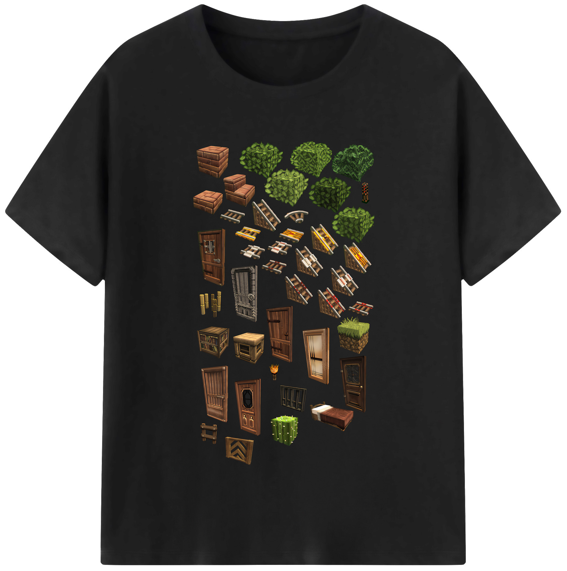 （画像用） マインクラフト ブロックの世界 Minecraft MC Block world レディースカジュアルプリントTシャツ（綿100％）