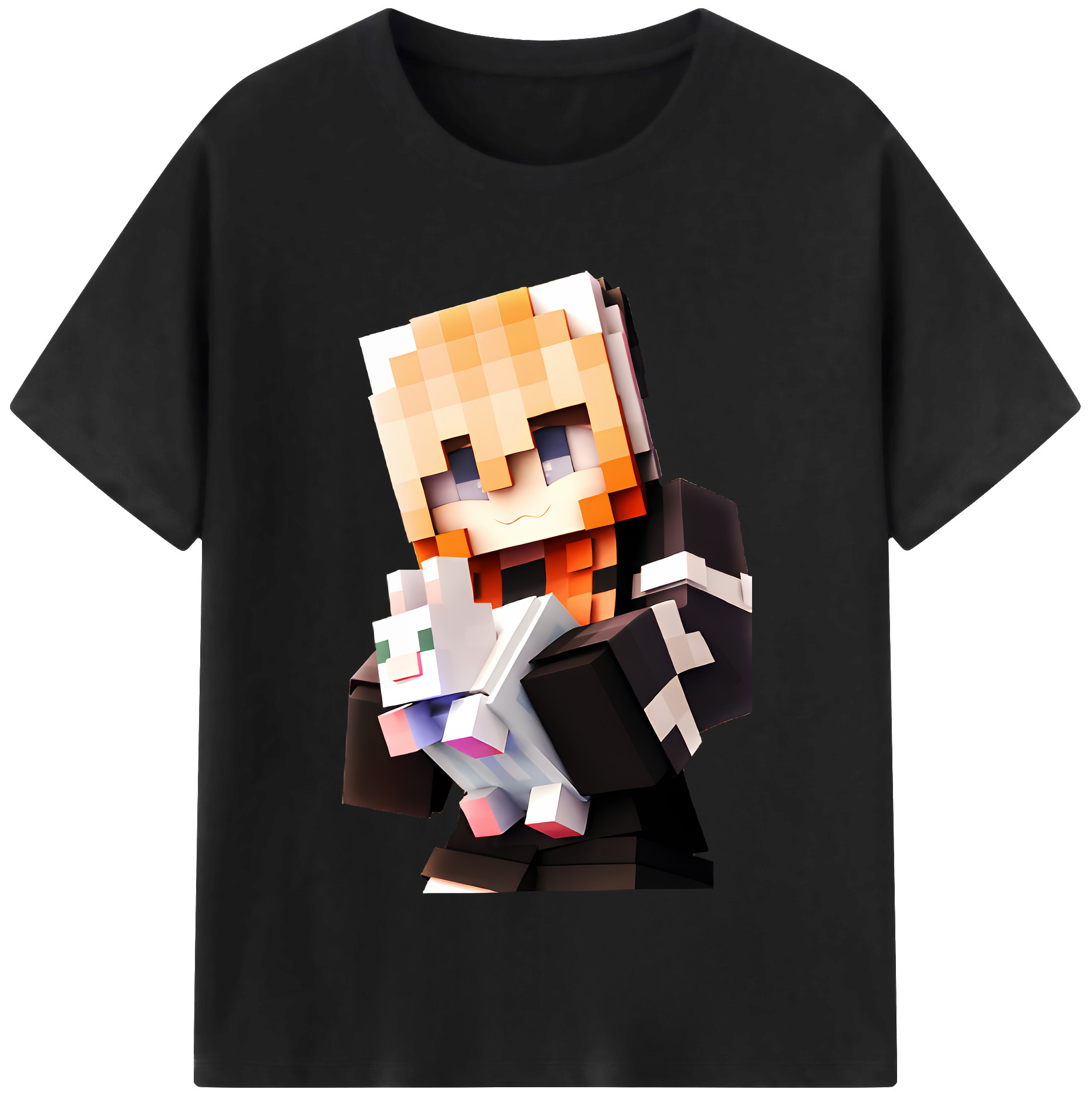 （画像用） マインクラフト ブロックの世界 Minecraft MC Block world レディースカジュアルプリントTシャツ（綿100％）