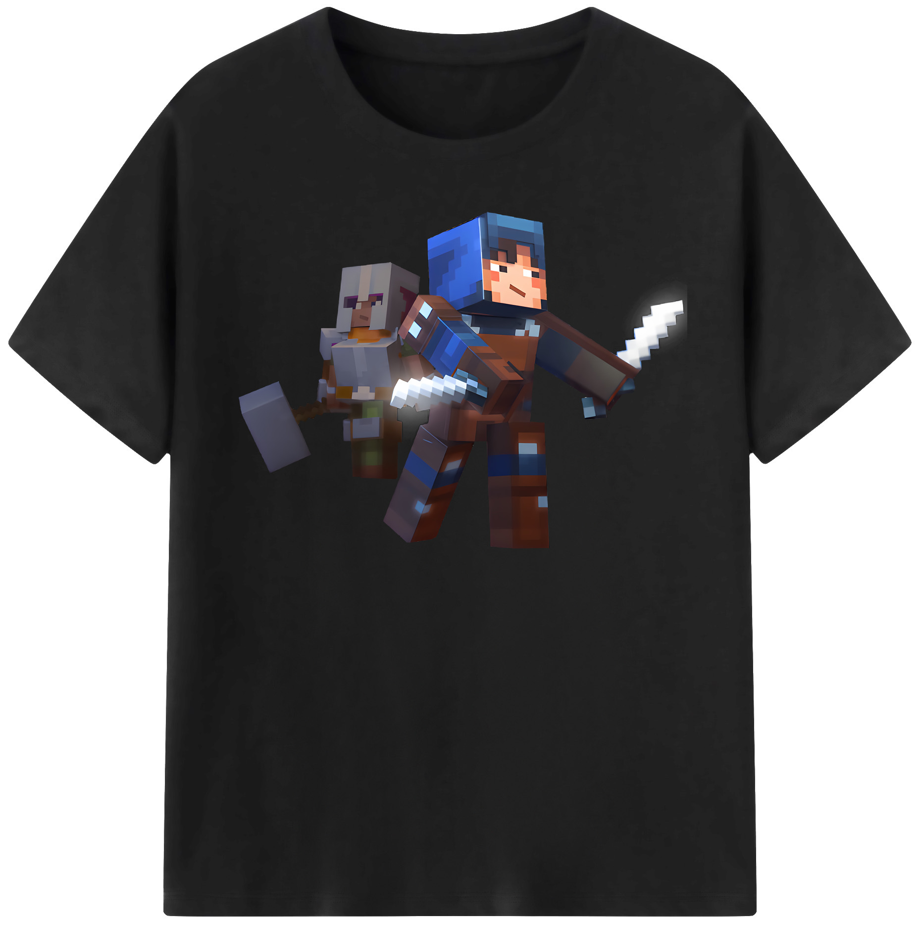 （画像用） マインクラフト ブロックの世界 Minecraft MC Block world レディースカジュアルプリントTシャツ（綿100％）