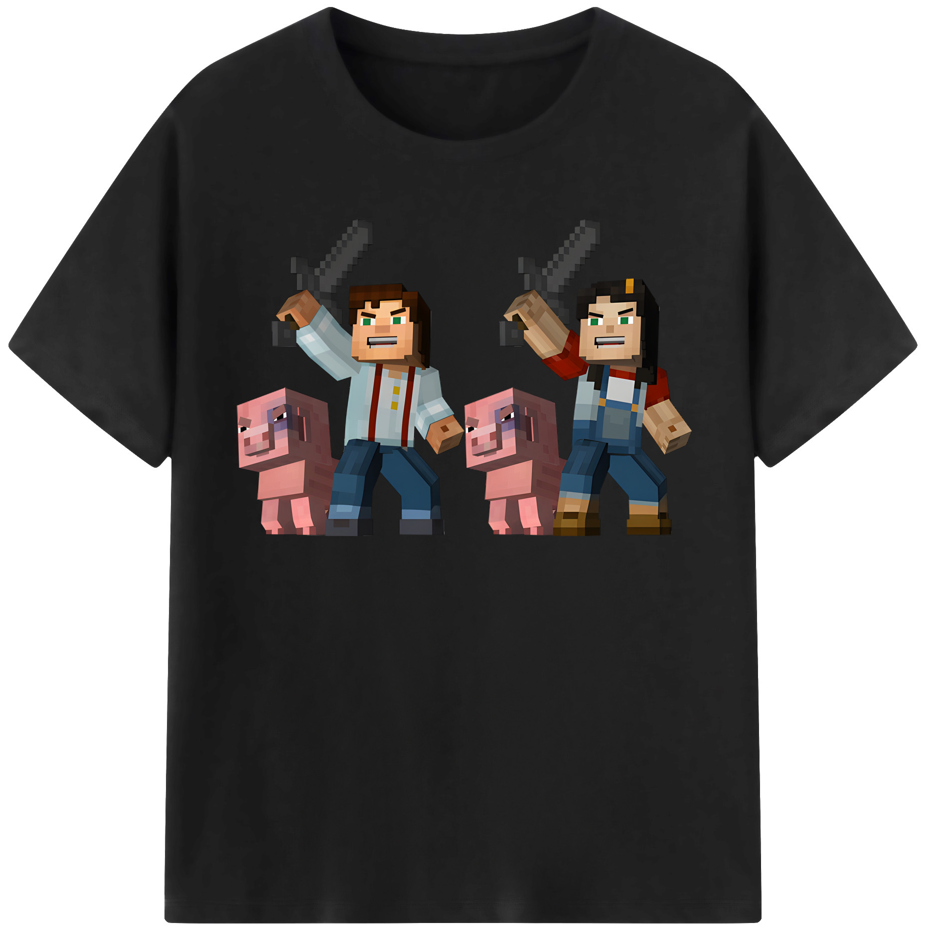 （画像用） マインクラフト ブロックの世界 Minecraft MC Block world レディースカジュアルプリントTシャツ（綿100％）
