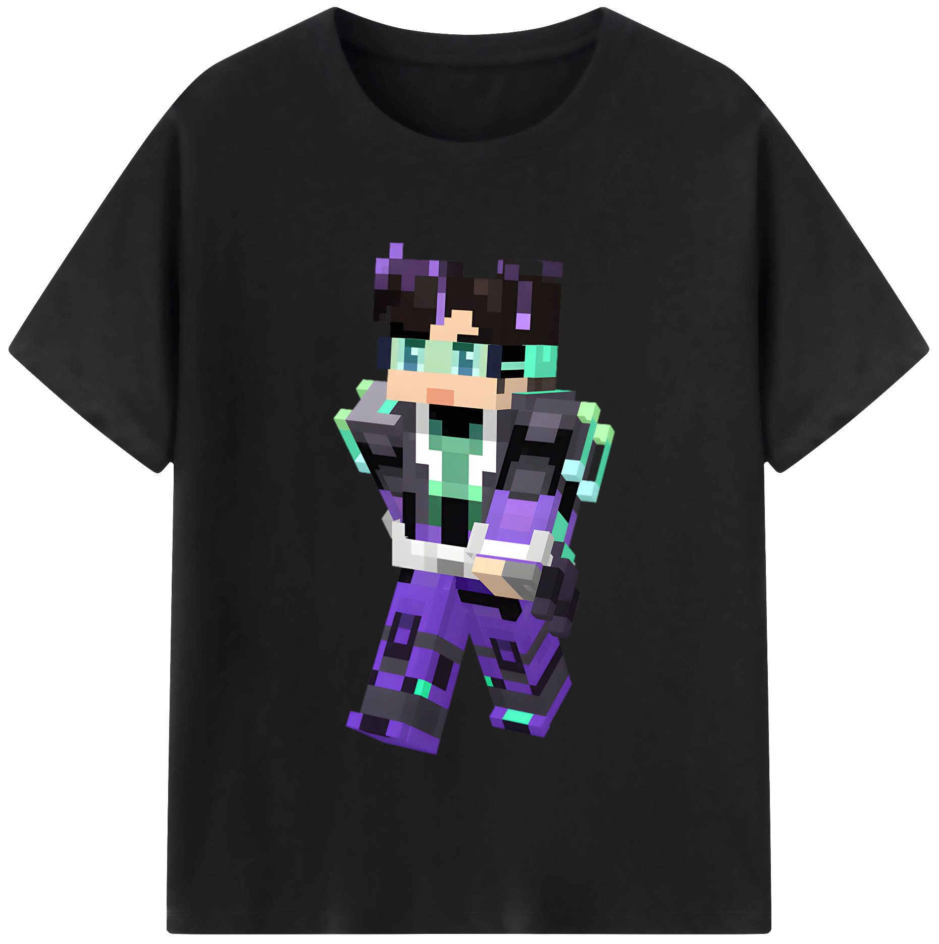 （画像用） マインクラフト ブロックの世界 Minecraft MC Block world レディースカジュアルプリントTシャツ（綿100％）