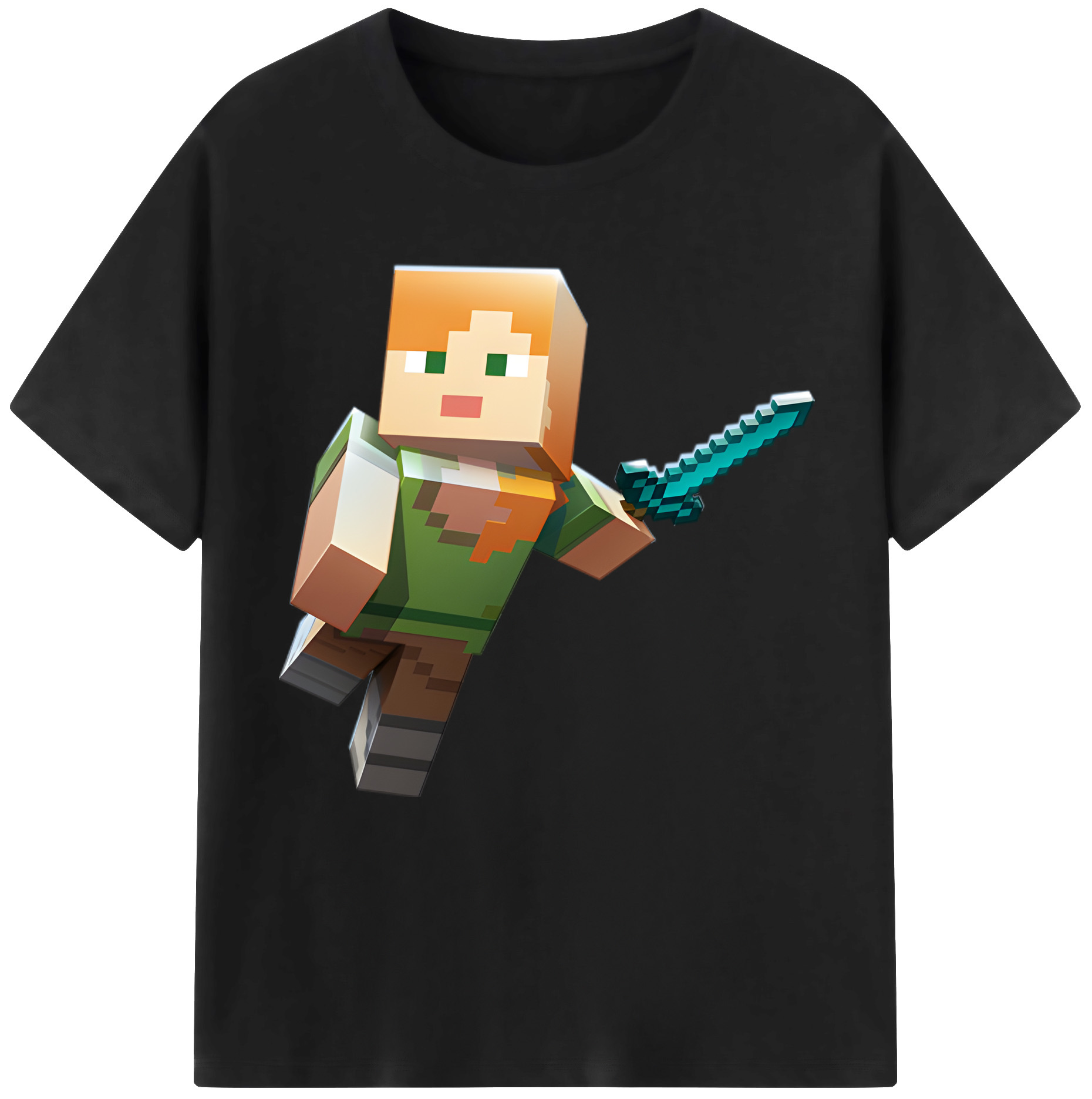 （画像用） マインクラフト ブロックの世界 Minecraft MC Block world レディースカジュアルプリントTシャツ（綿100％）