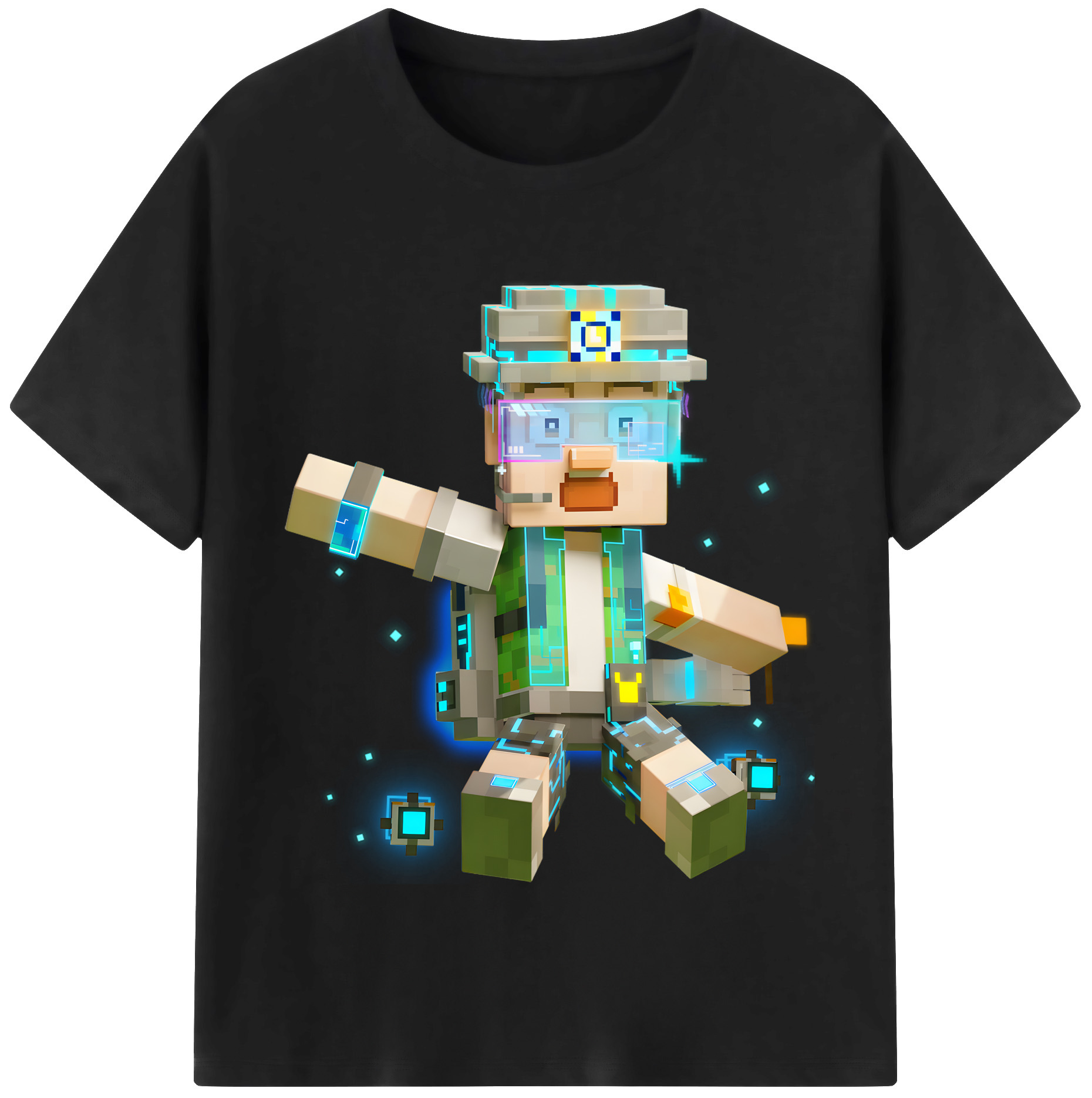 （画像用） マインクラフト ブロックの世界 Minecraft MC Block world レディースカジュアルプリントTシャツ（綿100％）