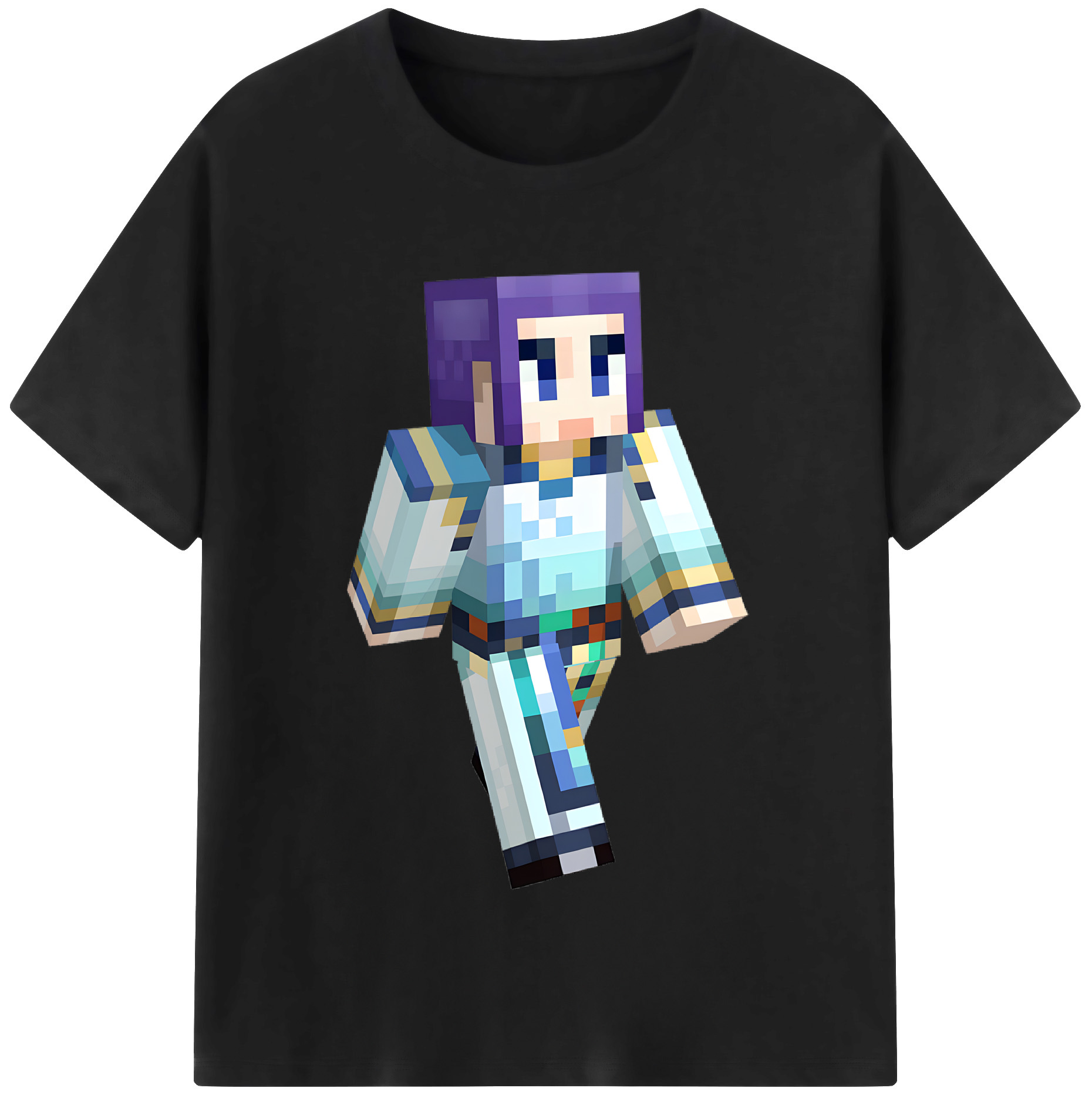 （画像用） マインクラフト ブロックの世界 Minecraft MC Block world レディースカジュアルプリントTシャツ（綿100％）