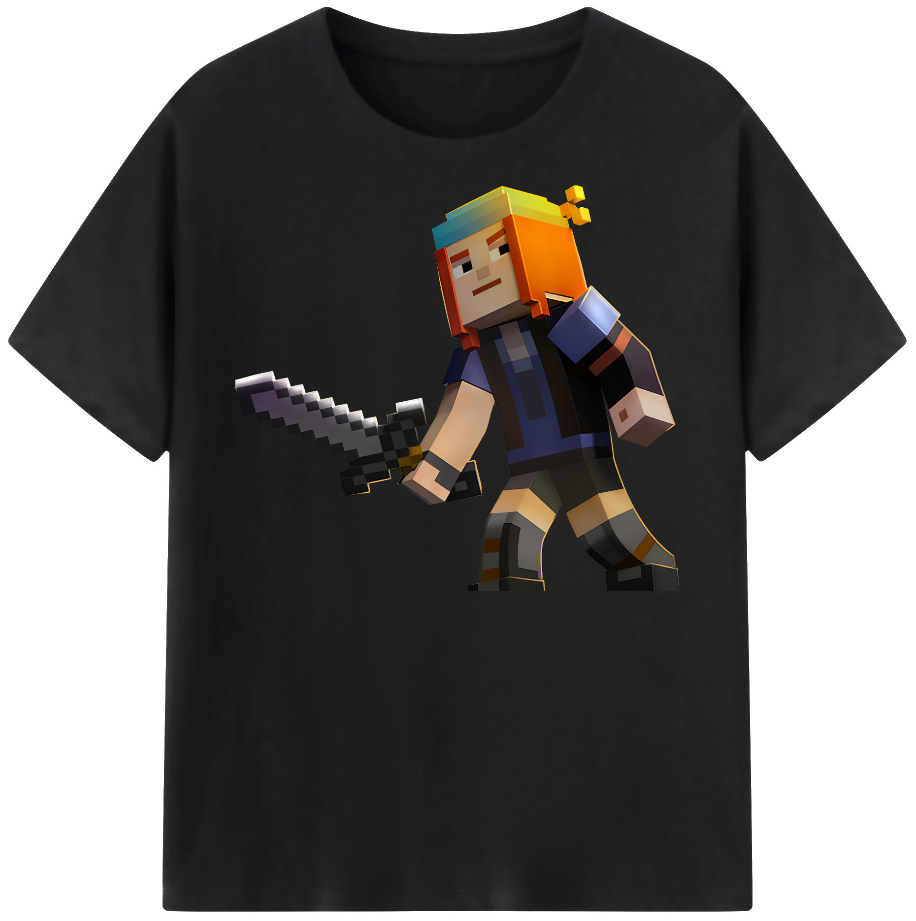 （画像用） マインクラフト ブロックの世界 Minecraft MC Block world レディースカジュアルプリントTシャツ（綿100％）