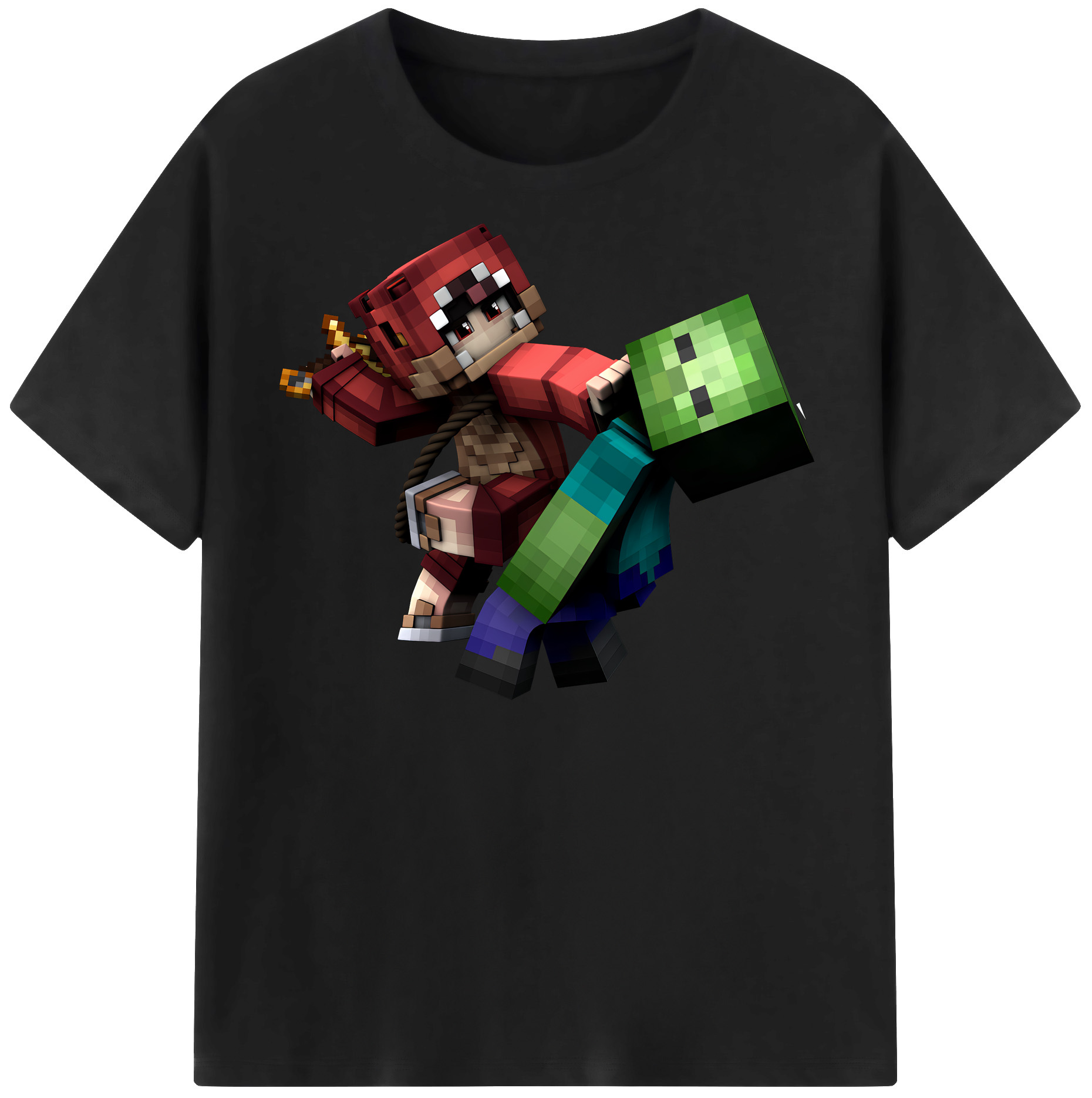 マインクラフト ブロックの世界 Minecraft MC Block world レディースカジュアルプリントTシャツ（綿100％）