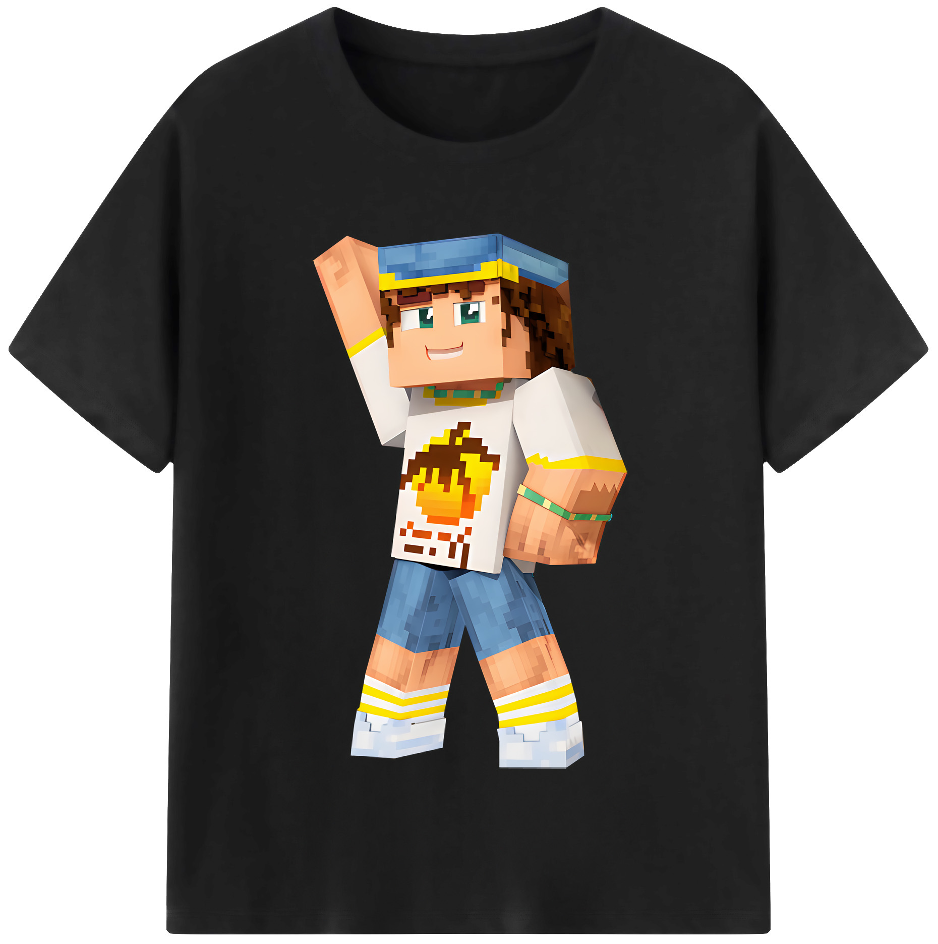 （画像用） マインクラフト ブロックの世界 Minecraft MC Block world レディースカジュアルプリントTシャツ（綿100％）