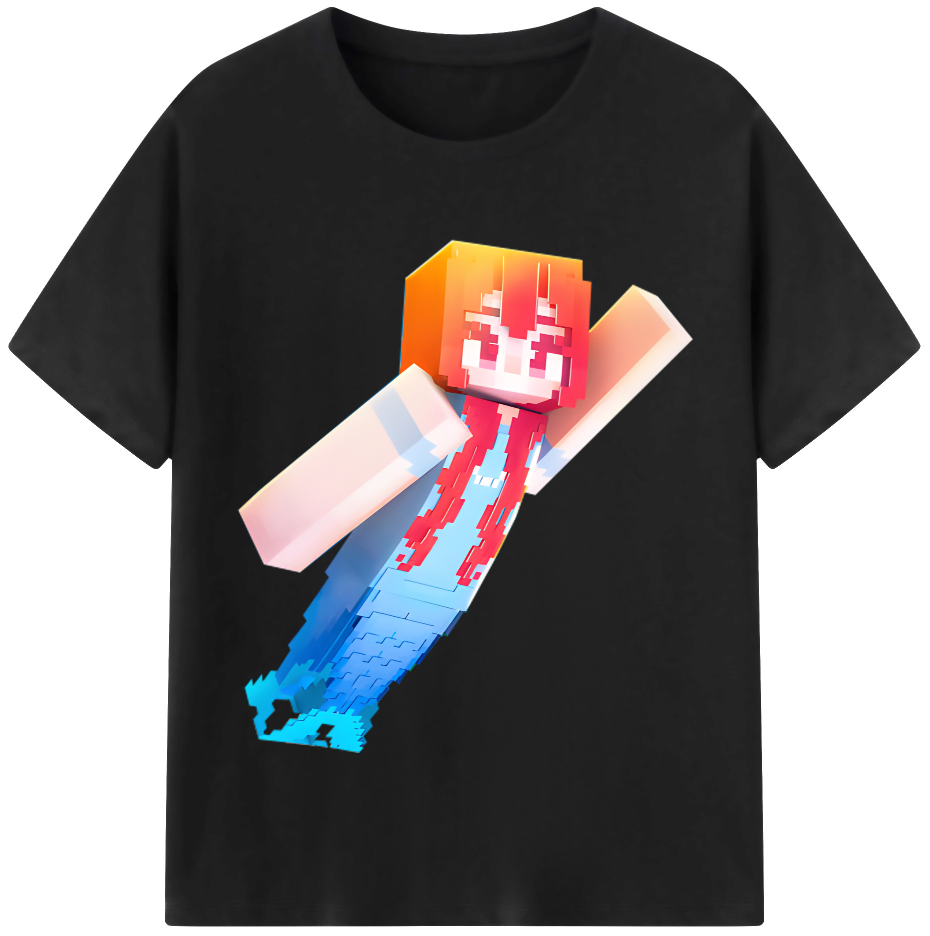 （画像用） マインクラフト ブロックの世界 Minecraft MC Block world レディースカジュアルプリントTシャツ（綿100％）