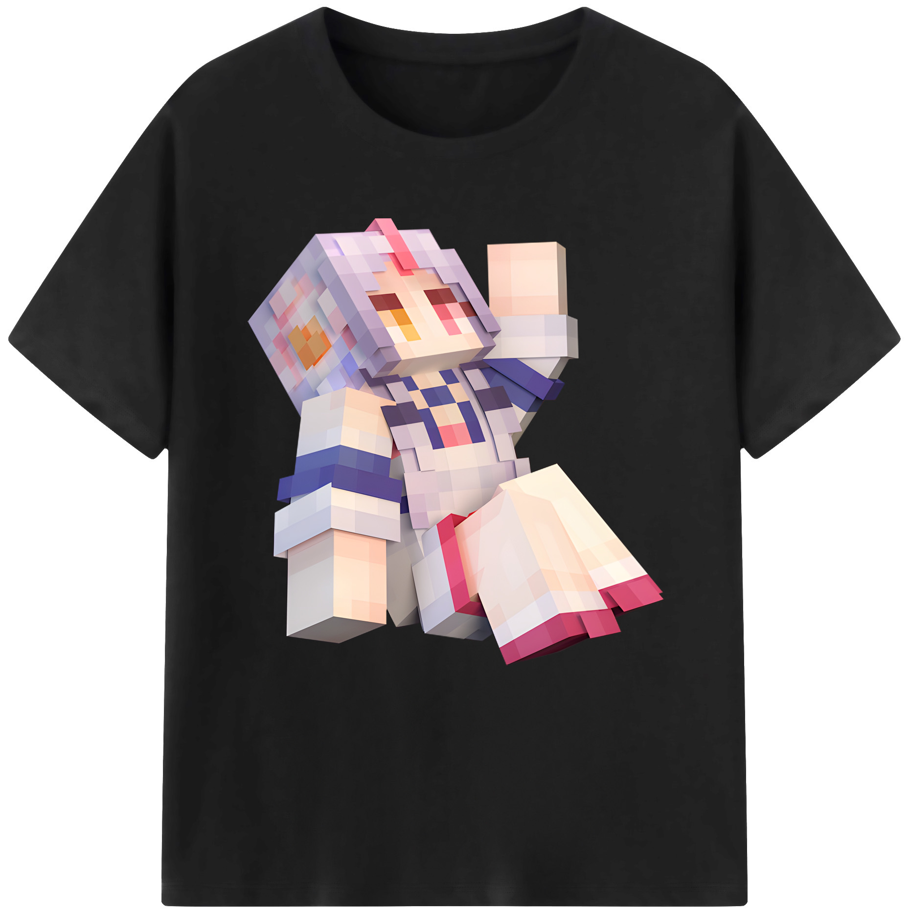 （画像用） マインクラフト ブロックの世界 Minecraft MC Block world レディースカジュアルプリントTシャツ（綿100％）