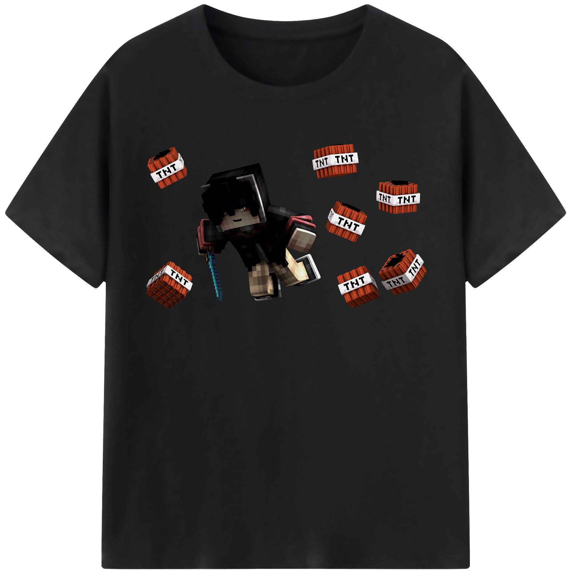 （画像用） マインクラフト ブロックの世界 Minecraft MC Block world レディースカジュアルプリントTシャツ（綿100％）