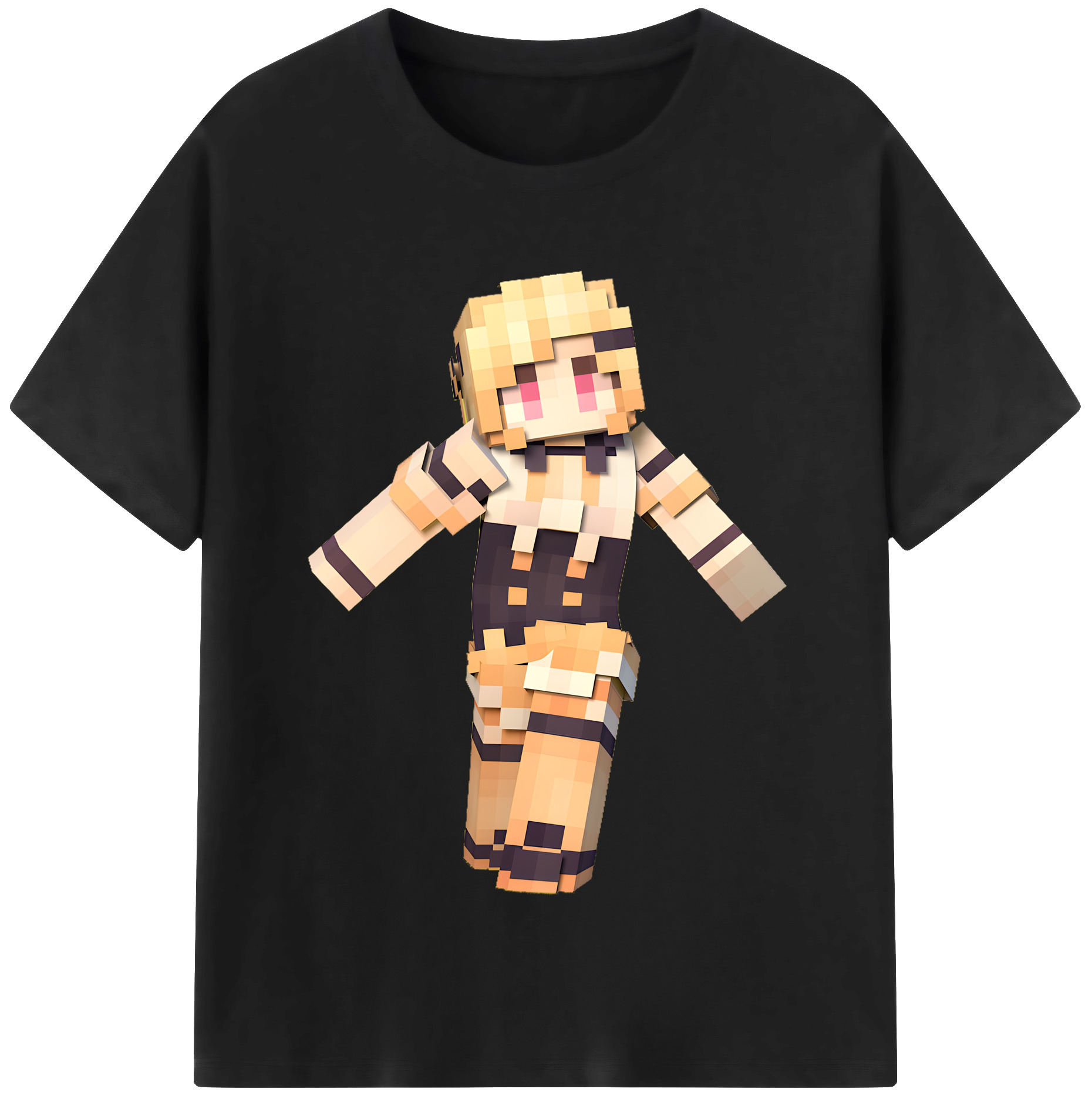 （画像用） マインクラフト ブロックの世界 Minecraft MC Block world レディースカジュアルプリントTシャツ（綿100％）