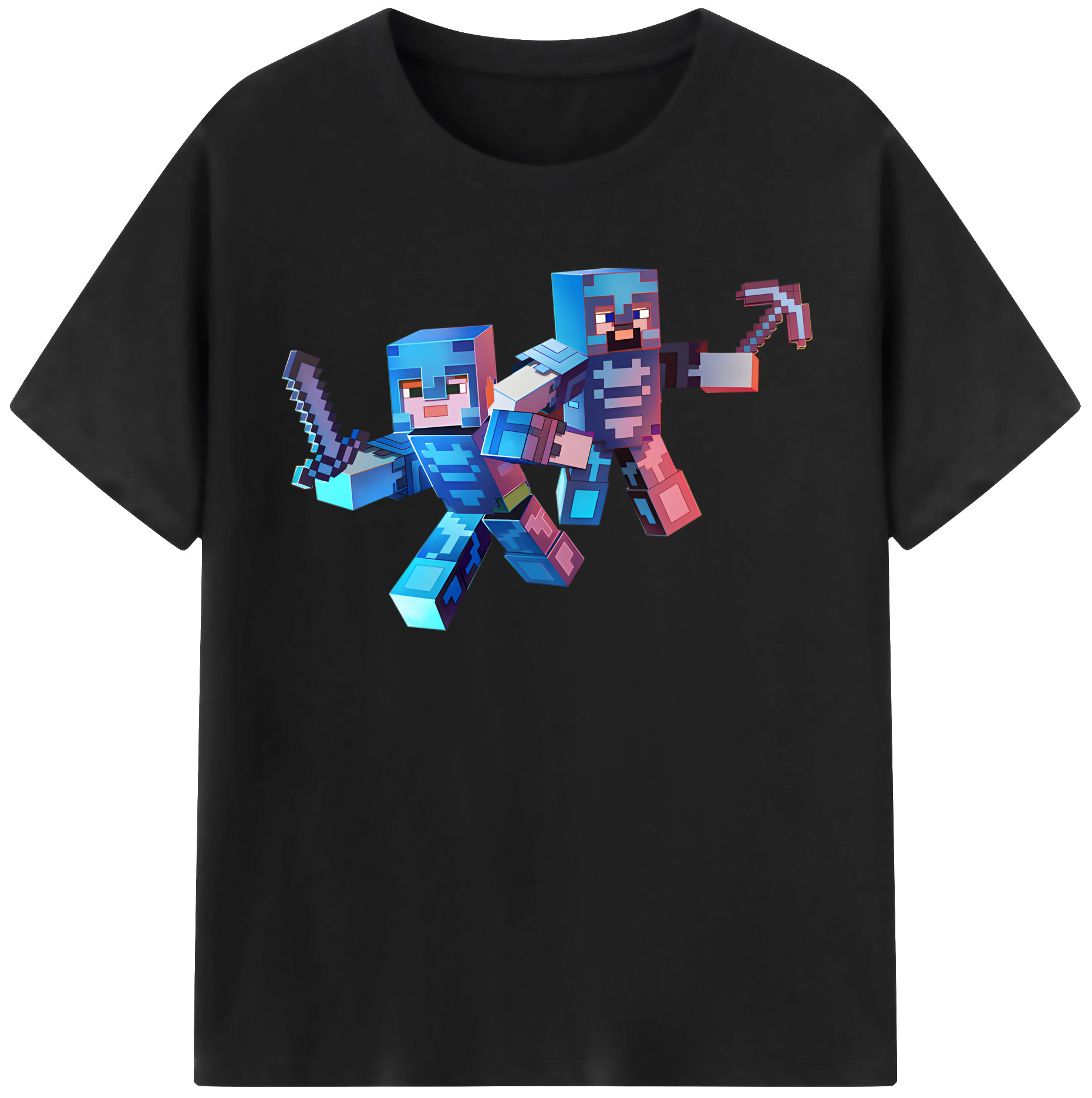 （画像用） マインクラフト ブロックの世界 Minecraft MC Block world レディースカジュアルプリントTシャツ（綿100％）