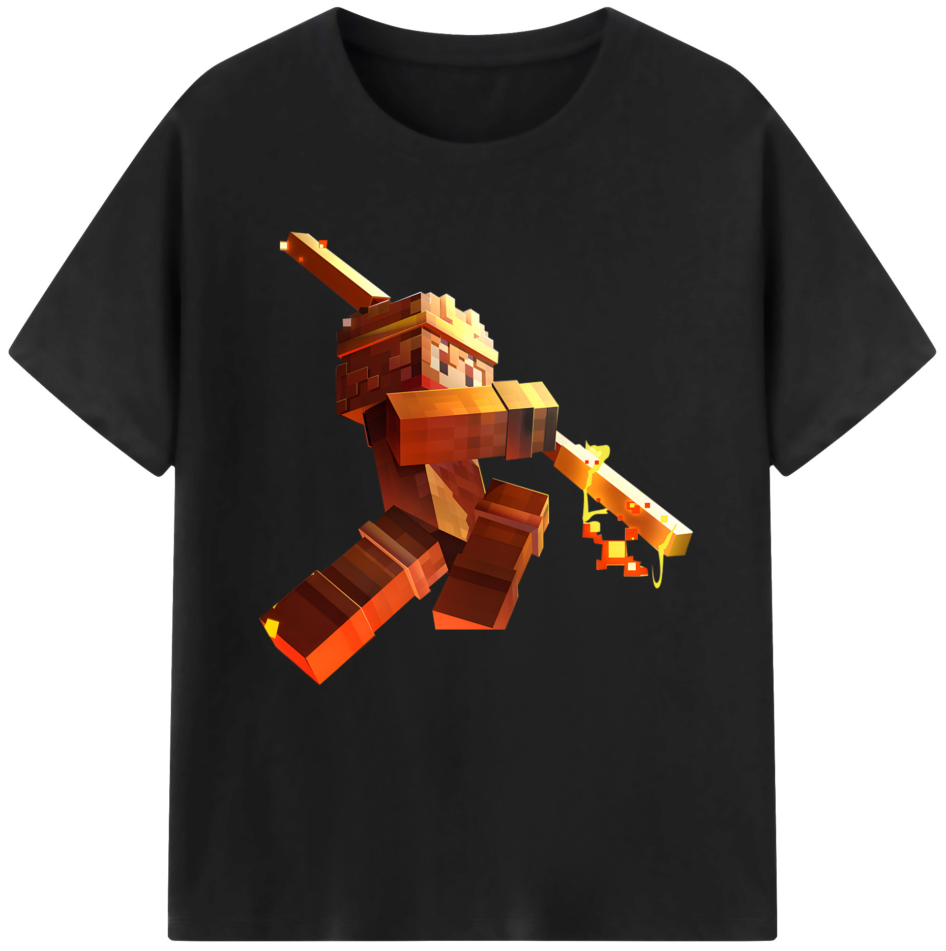 （画像用） マインクラフト ブロックの世界 Minecraft MC Block world レディースカジュアルプリントTシャツ（綿100％）